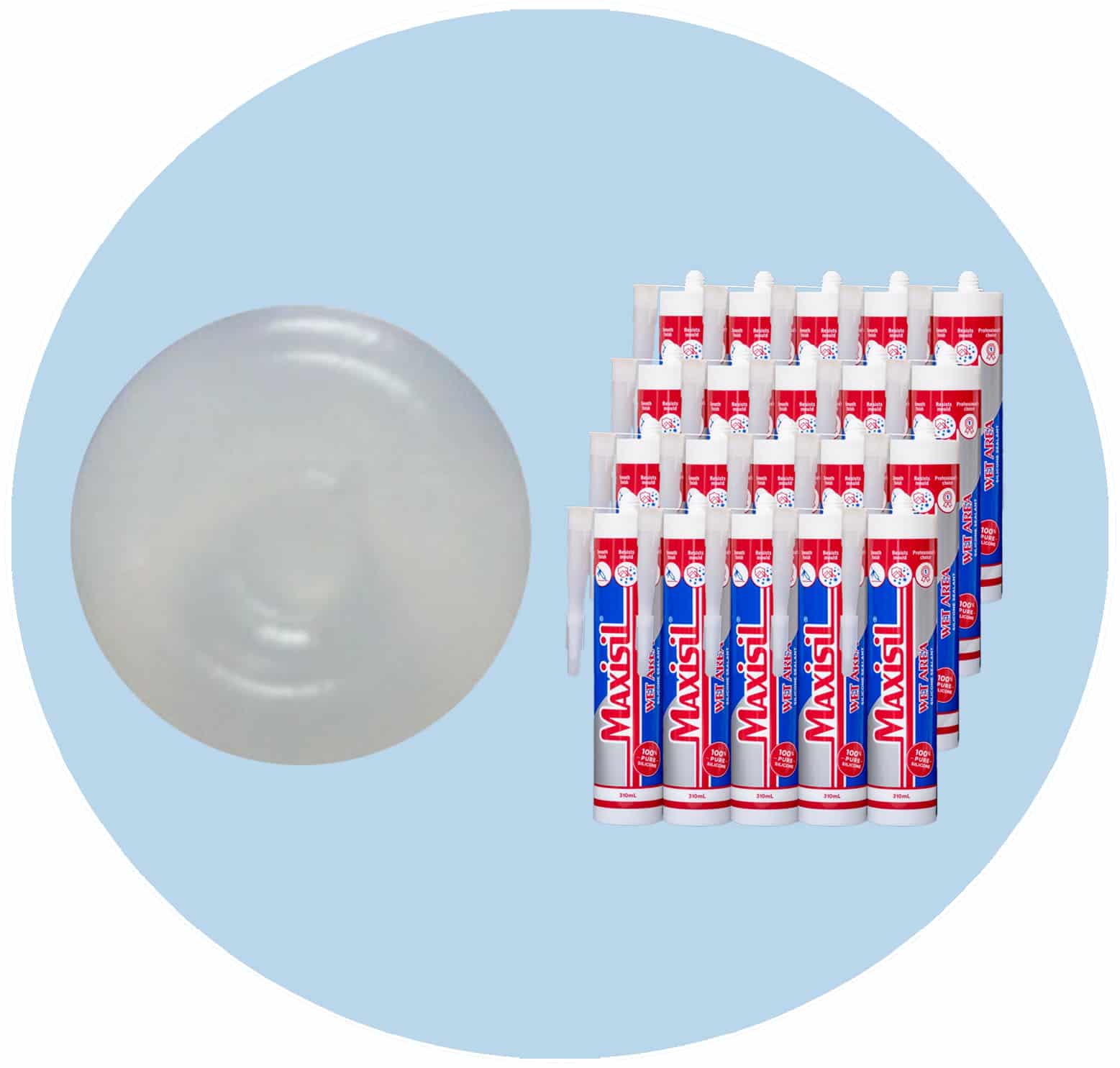 Maxisil A Wet Area Silicone Sealant- A1 Cear - Box of 20 Variation