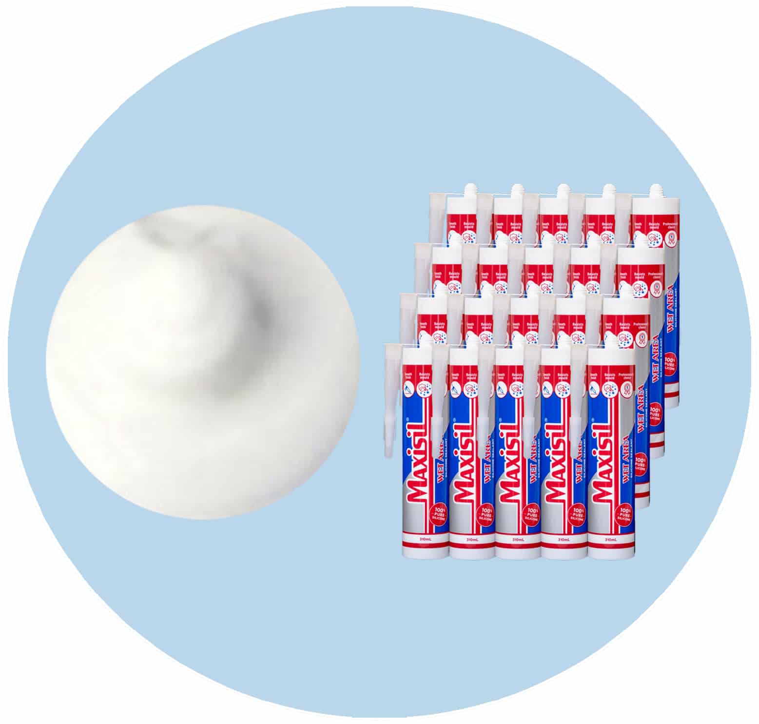 Maxisil A Wet Area Silicone Sealant - A46 Snow White - Box of 20 Variation
