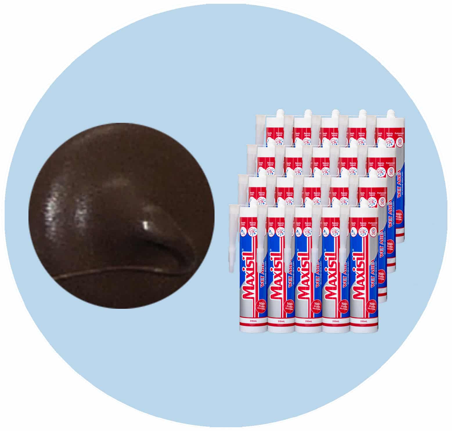 Maxisil A Wet Area Silicone Sealant - A74 Cocoa - Box of 20 Variation