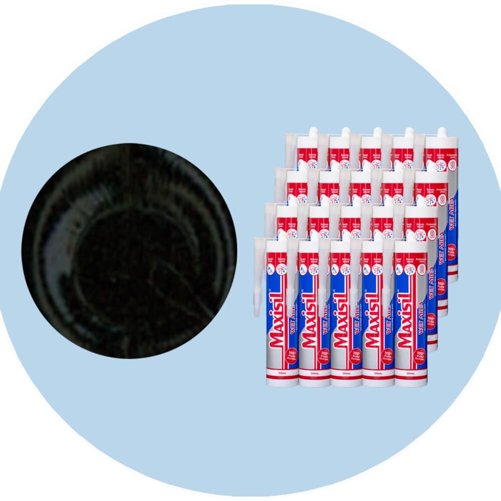 Maxisil A Wet Area Silicone Sealant - Product Image - A85 Matte Black - Box of 20 Variation