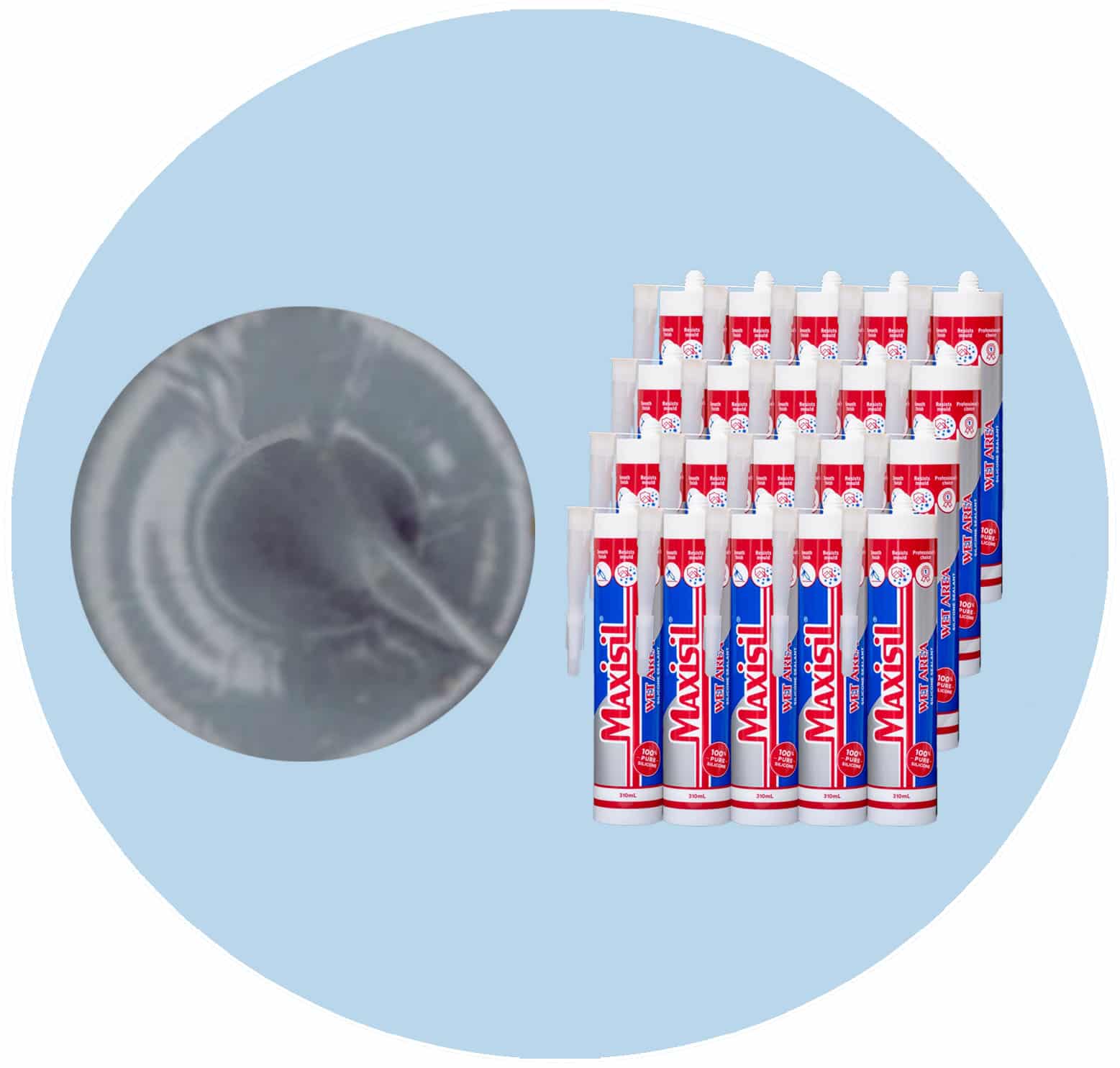 Maxisil A Wet Area Silicone Sealant - A8 Pewter Grey - Box of 20 Variation