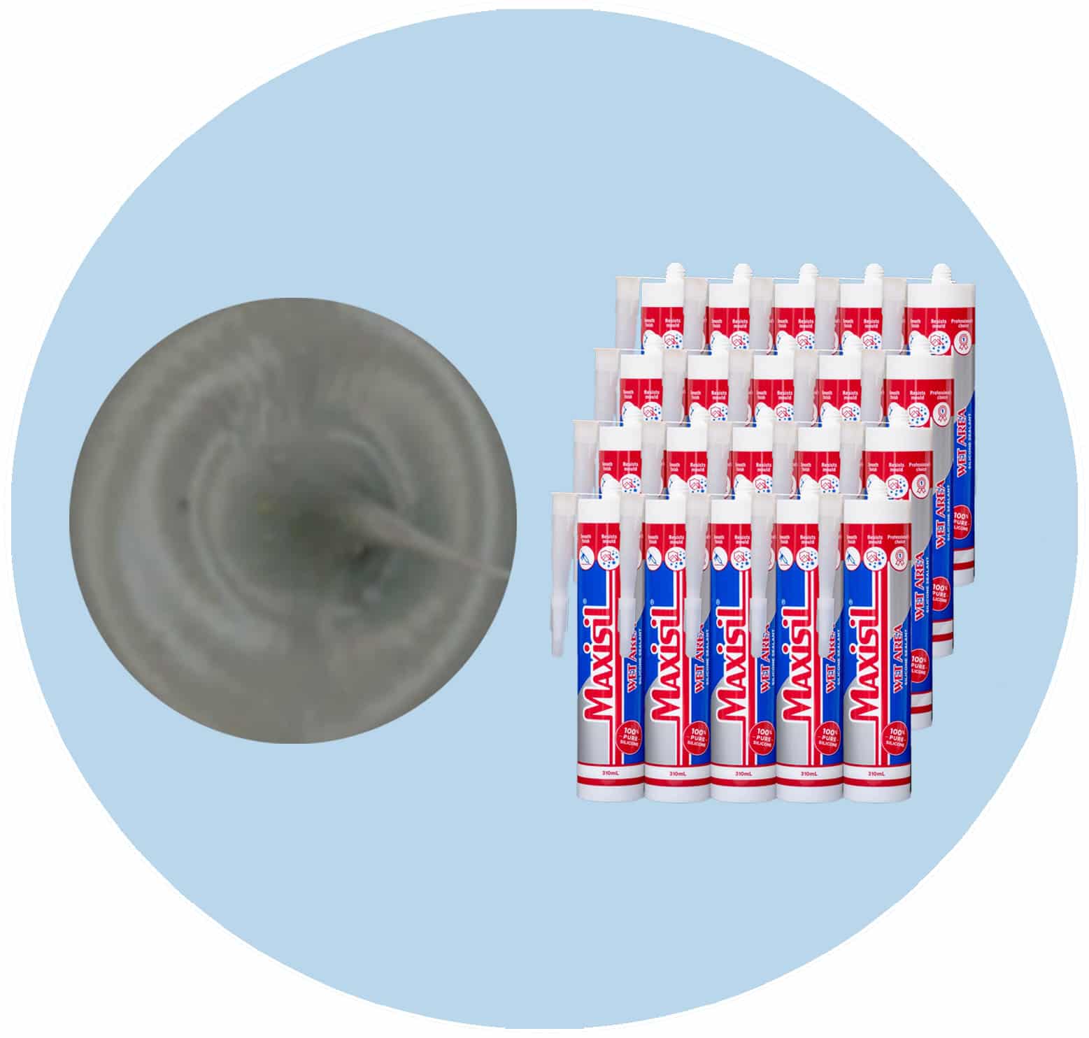 Maxisil A Wet Area Silicone Sealant - A8 Blue Grey - Box of 20 Variation