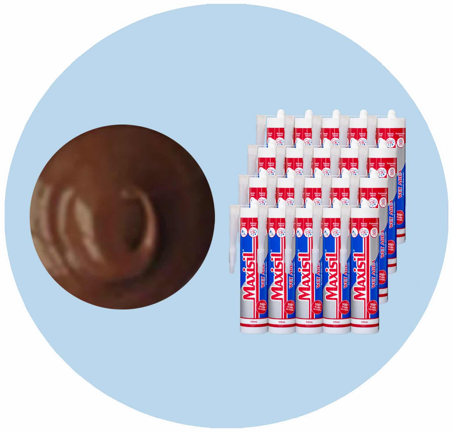 Maxisil A Wet Area Silicone Sealant - A61 Deep Terracotta - Box of 20 Variation