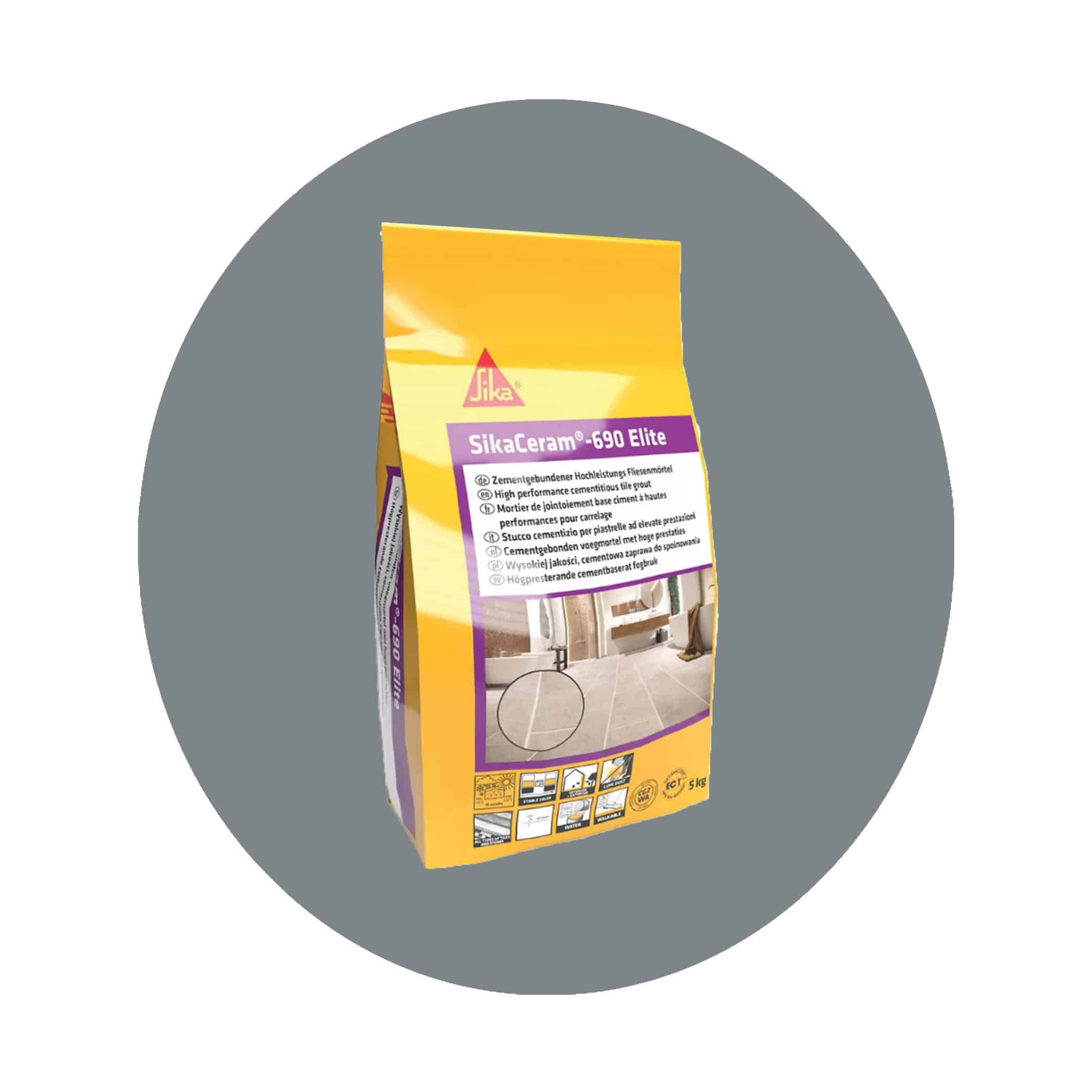 SikaCeram-690 Elite Grout - 5kg Platinum Grey #25 Variation Image