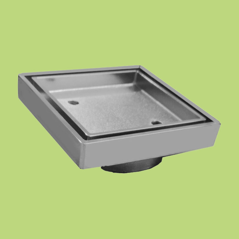Floor Drain Square Tile-in Satin Nickel 115x115x90mm Waste - Product Image