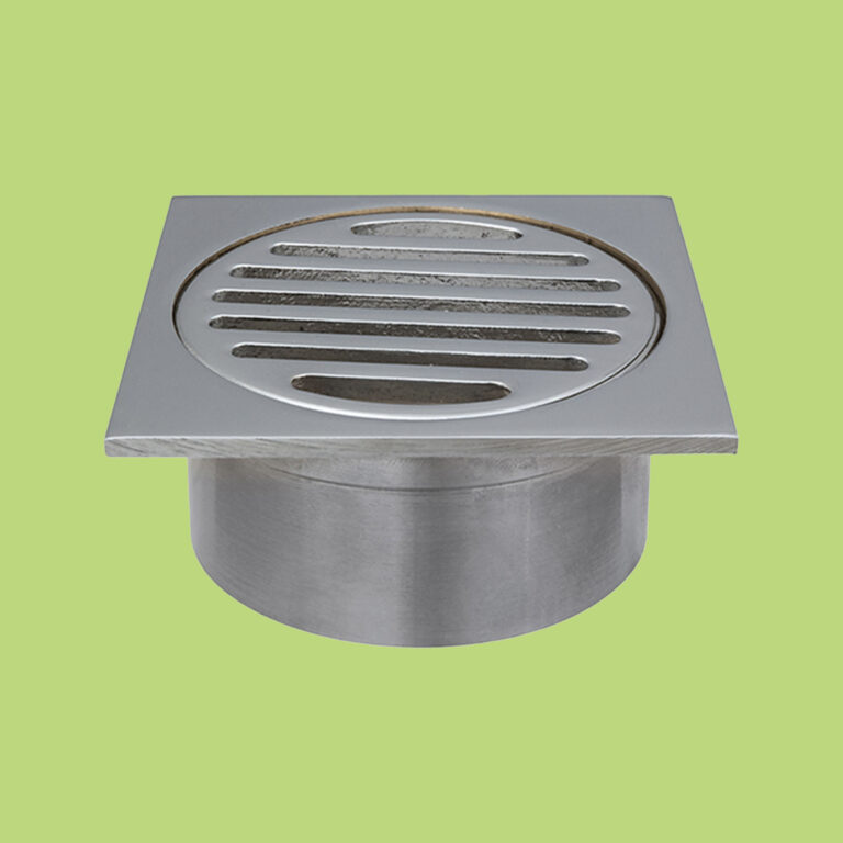 Floor Drain Square Grated Chrome 86x86x76mm Deep Waste - Product Image