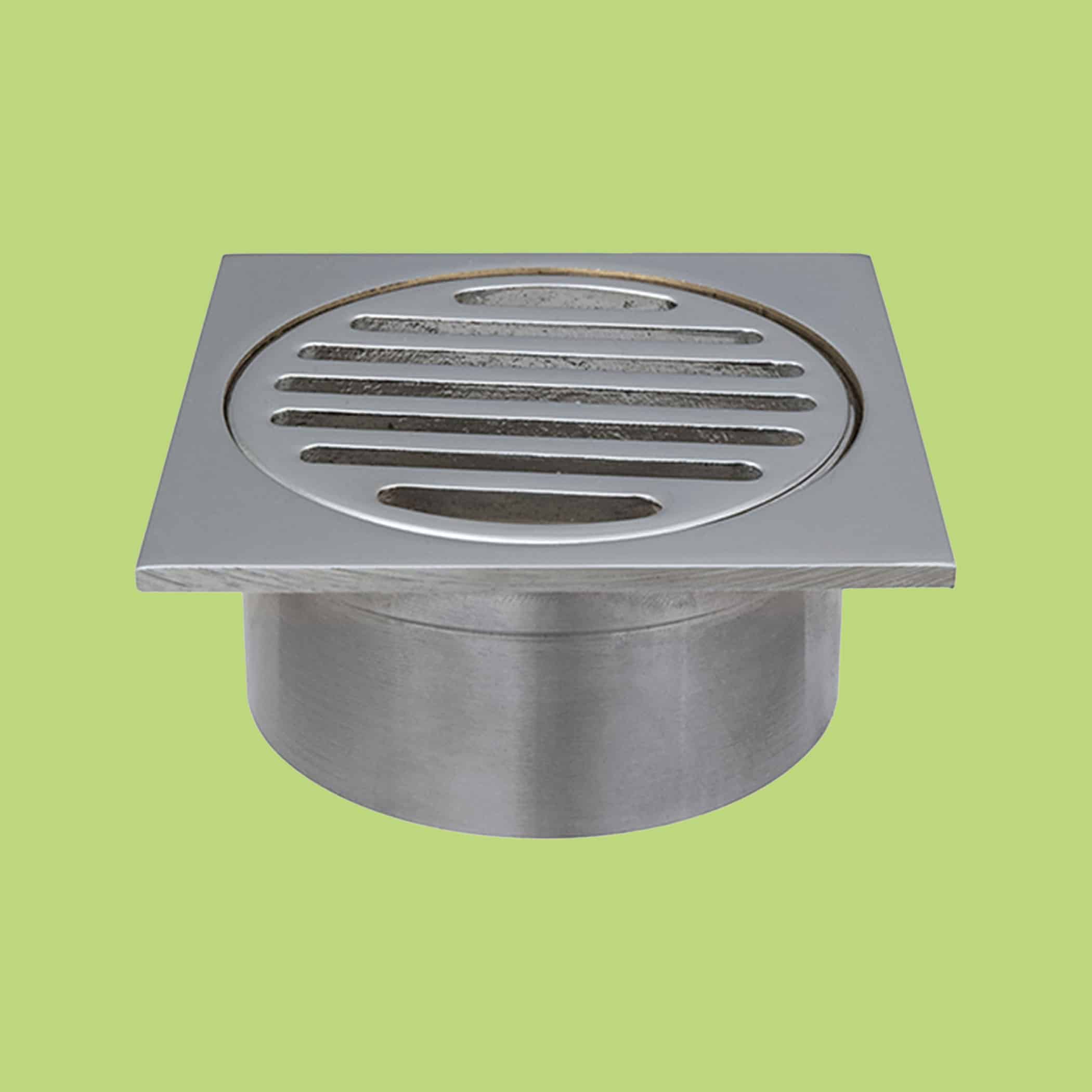 Floor Drain Square Grated Chrome 86x86x76mm Deep Waste - Product Image