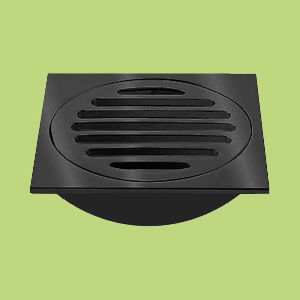 Floor Drain Square Matt Black 110x110x100mm Waste - Product Image