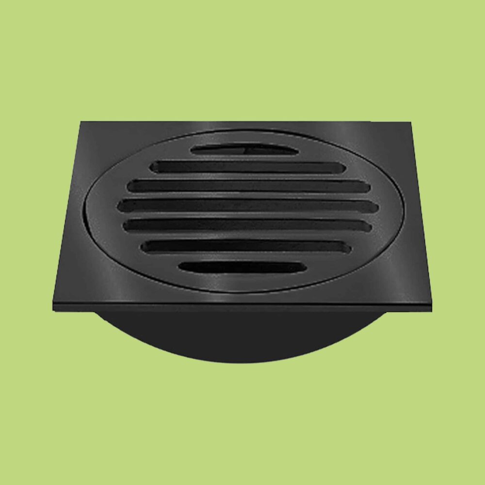 Floor Drain Square Matt Black 85x85x75mm Waste - Product Image