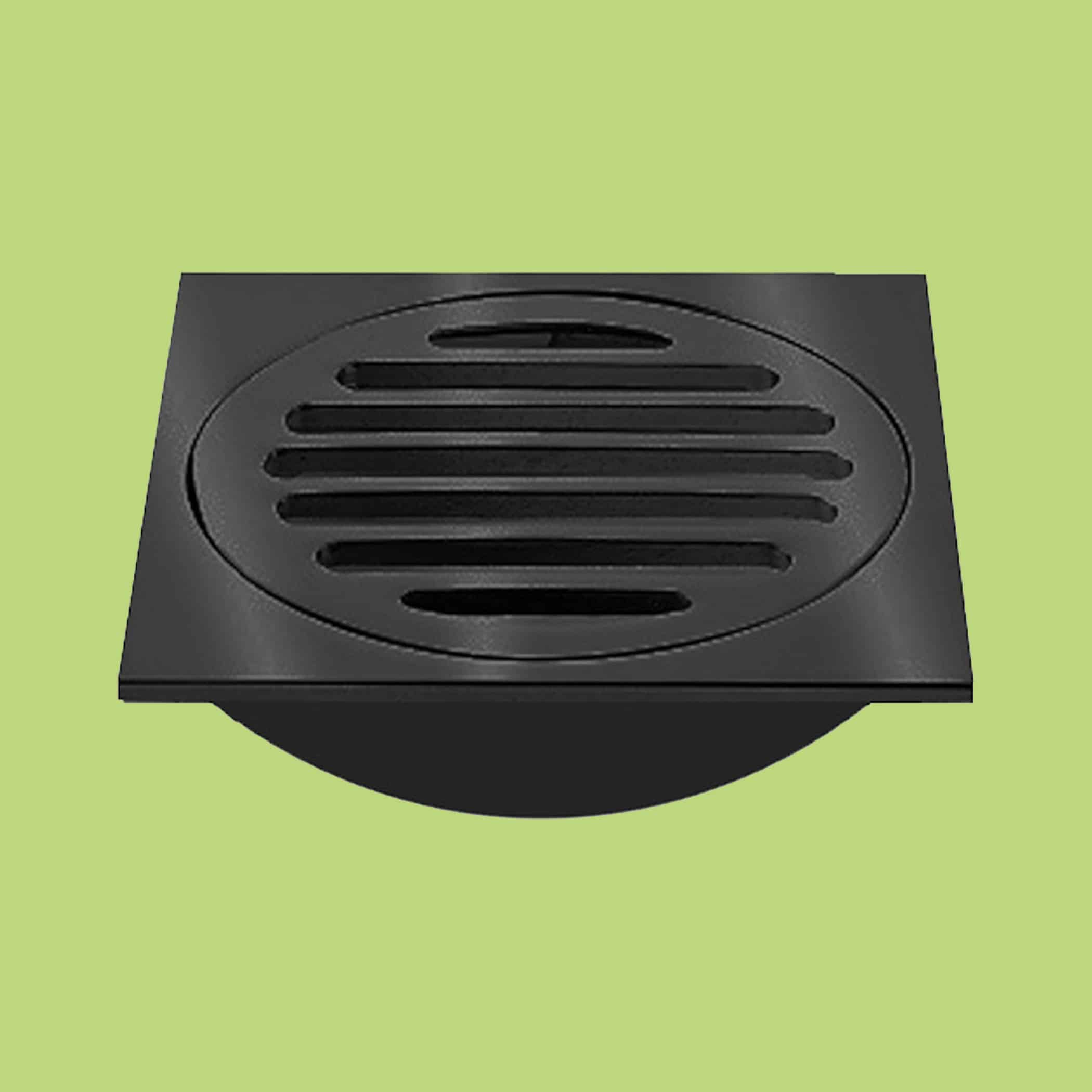 Floor Drain Square Matt Black 85x85x75mm Waste - Product Image