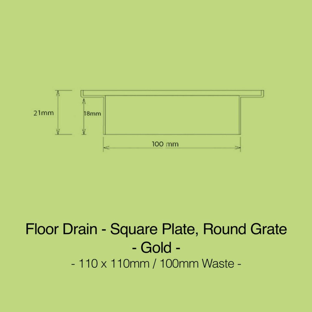 Floor Drain Square Gold 110x110x100mm Waste - Product Image