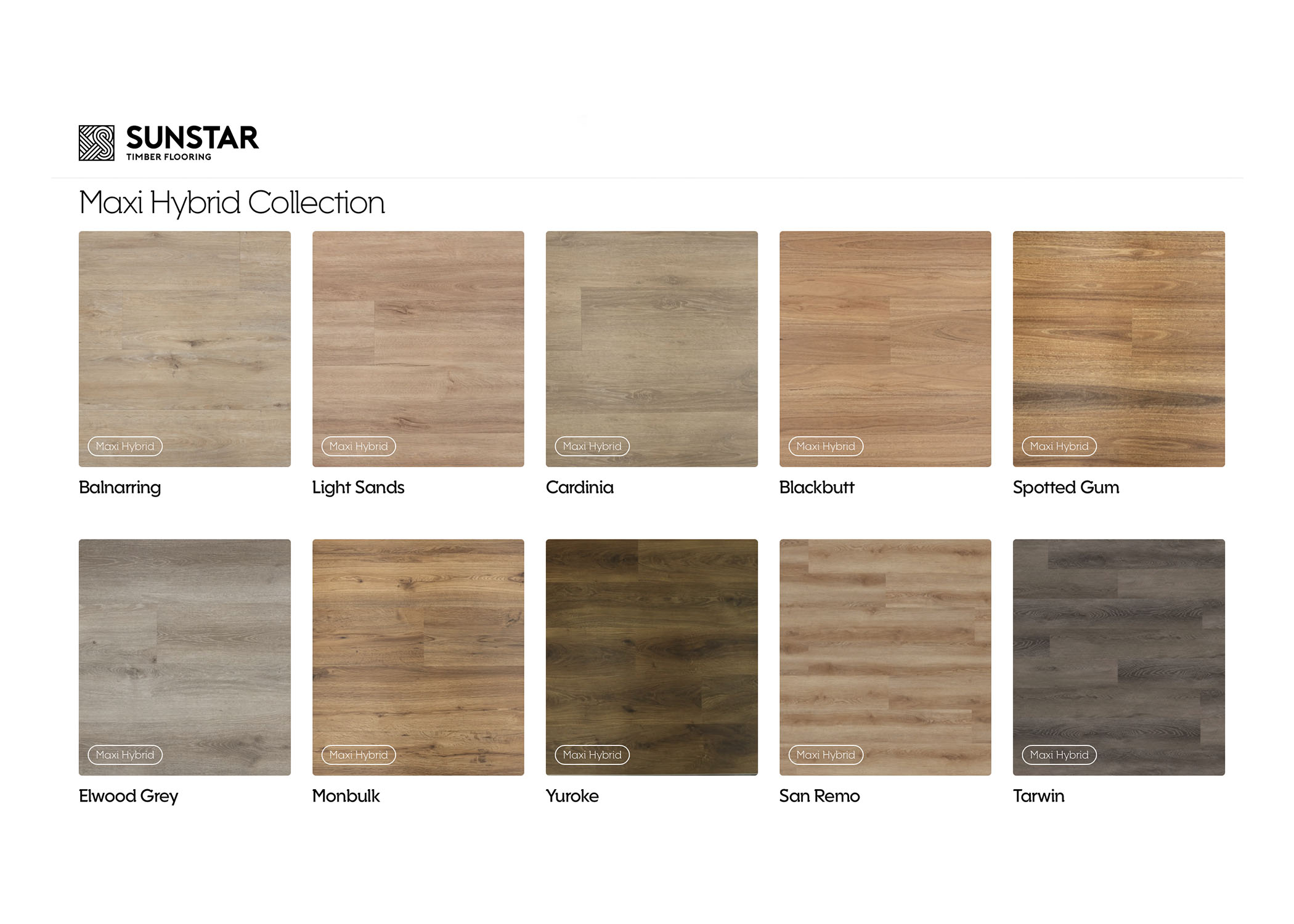 Sunstar Maxi Hybrid Flooring - Product Range