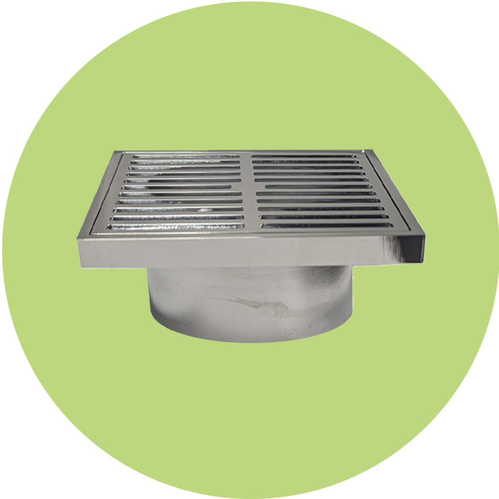Floor Drain Square Grated Chrome 103x103x75mm Waste - Product Image