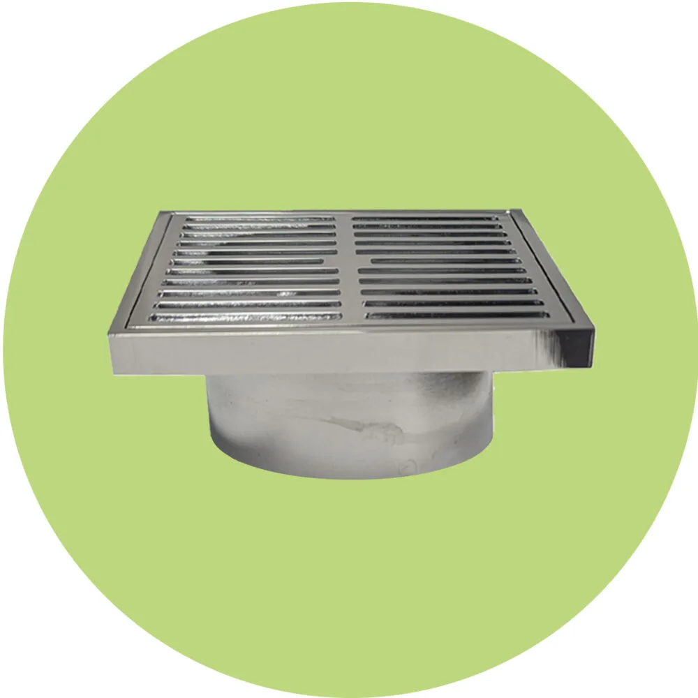 Floor Drain Square Grated Chrome 103x103x75mm Waste - Product Image