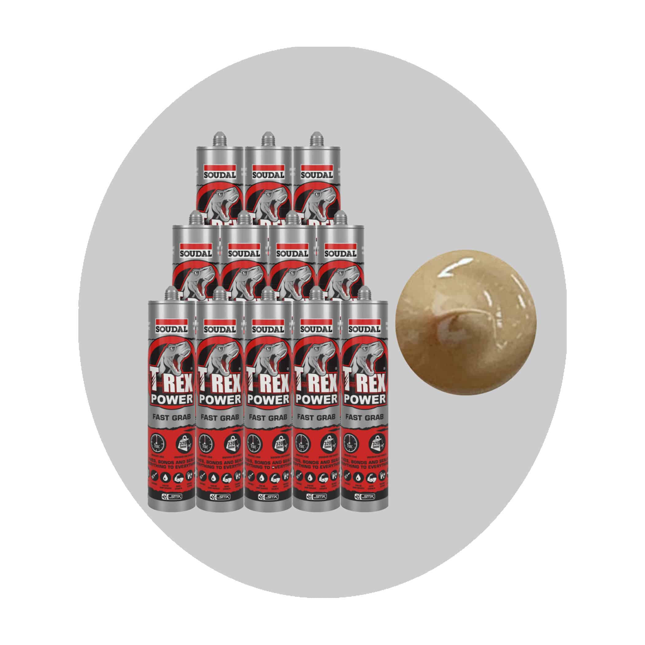 Soudal T Rex Power Fast Grab Adhesive - Beach Sand 12 Pack Variation Image