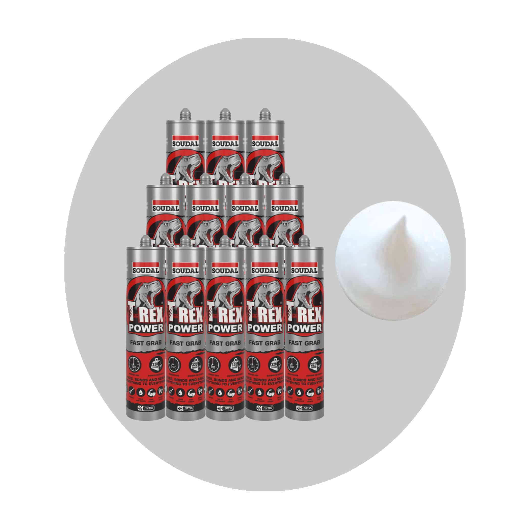 Soudal T Rex Power Fast Grab Adhesive - Bright White 12 Pack Variation Image