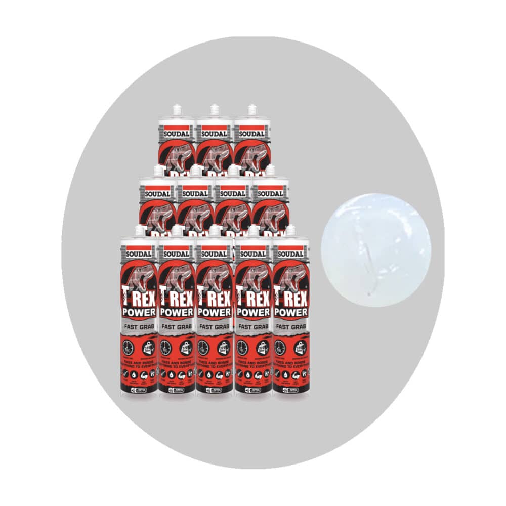 Soudal T Rex Power Fast Grab Adhesive - Clear 12 Pack Variation Image