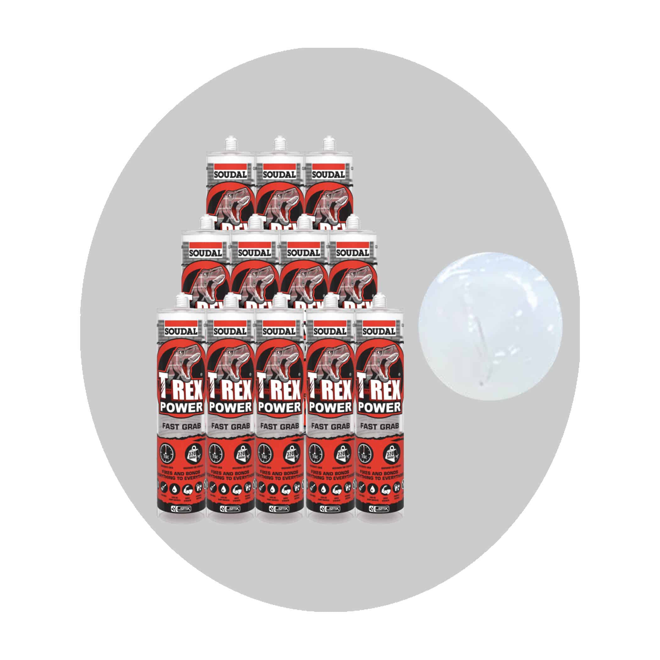 Soudal T Rex Power Fast Grab Adhesive - Clear 12 Pack Variation Image