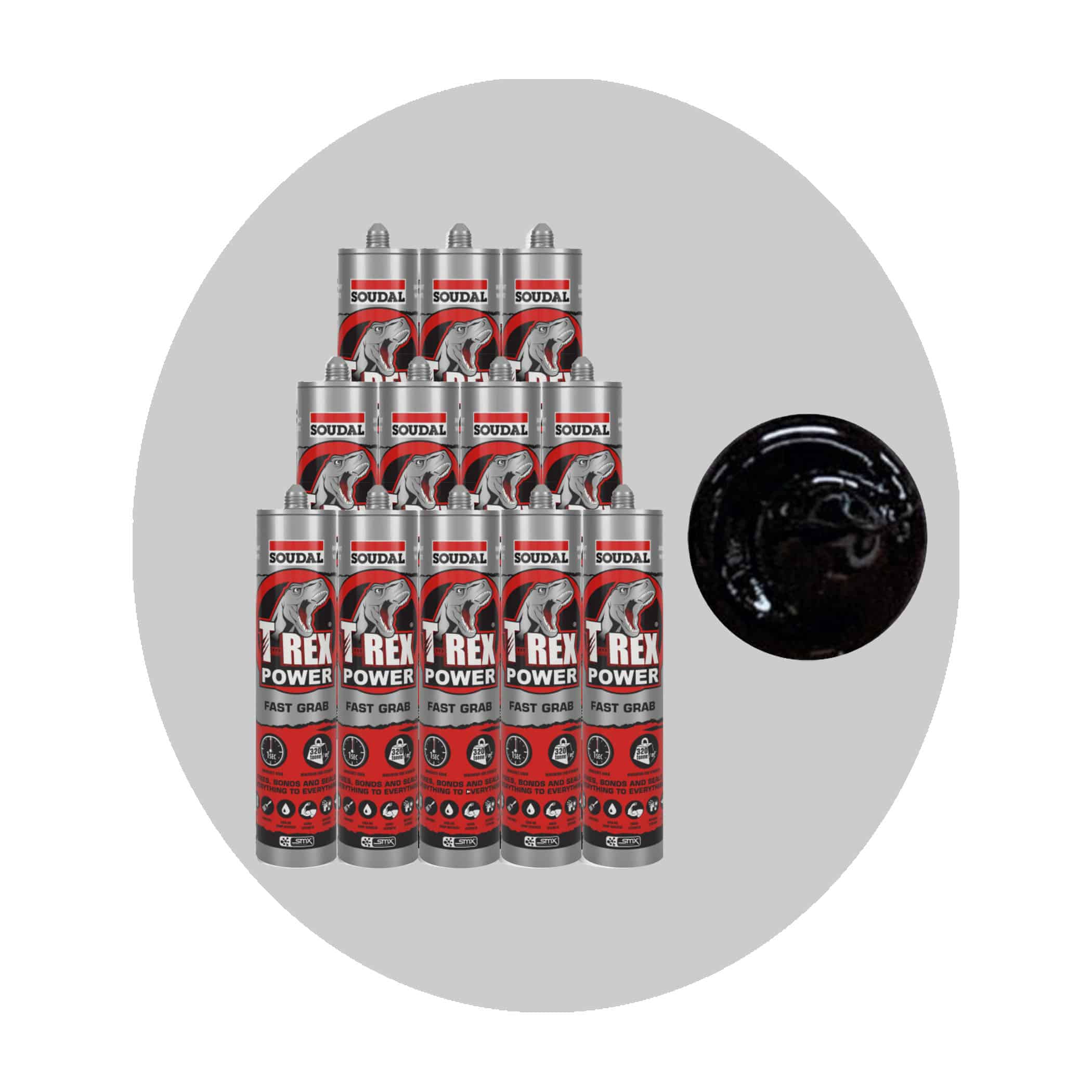 Soudal T Rex Power Fast Grab Adhesive - Jet Black 12 Pack Variation Image