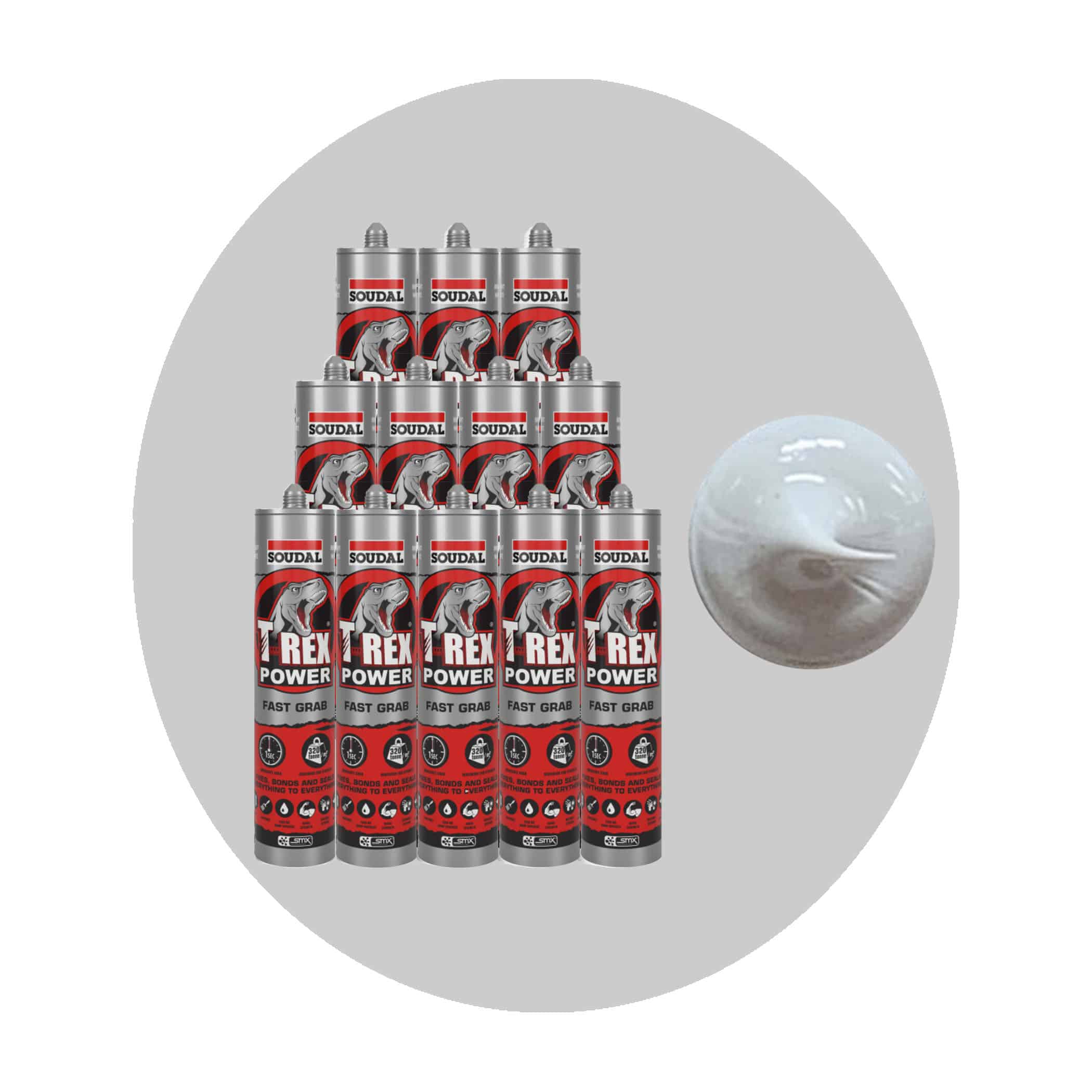 Soudal T Rex Power Fast Grab Adhesive - Quick Silver 12 Pack Variation Image