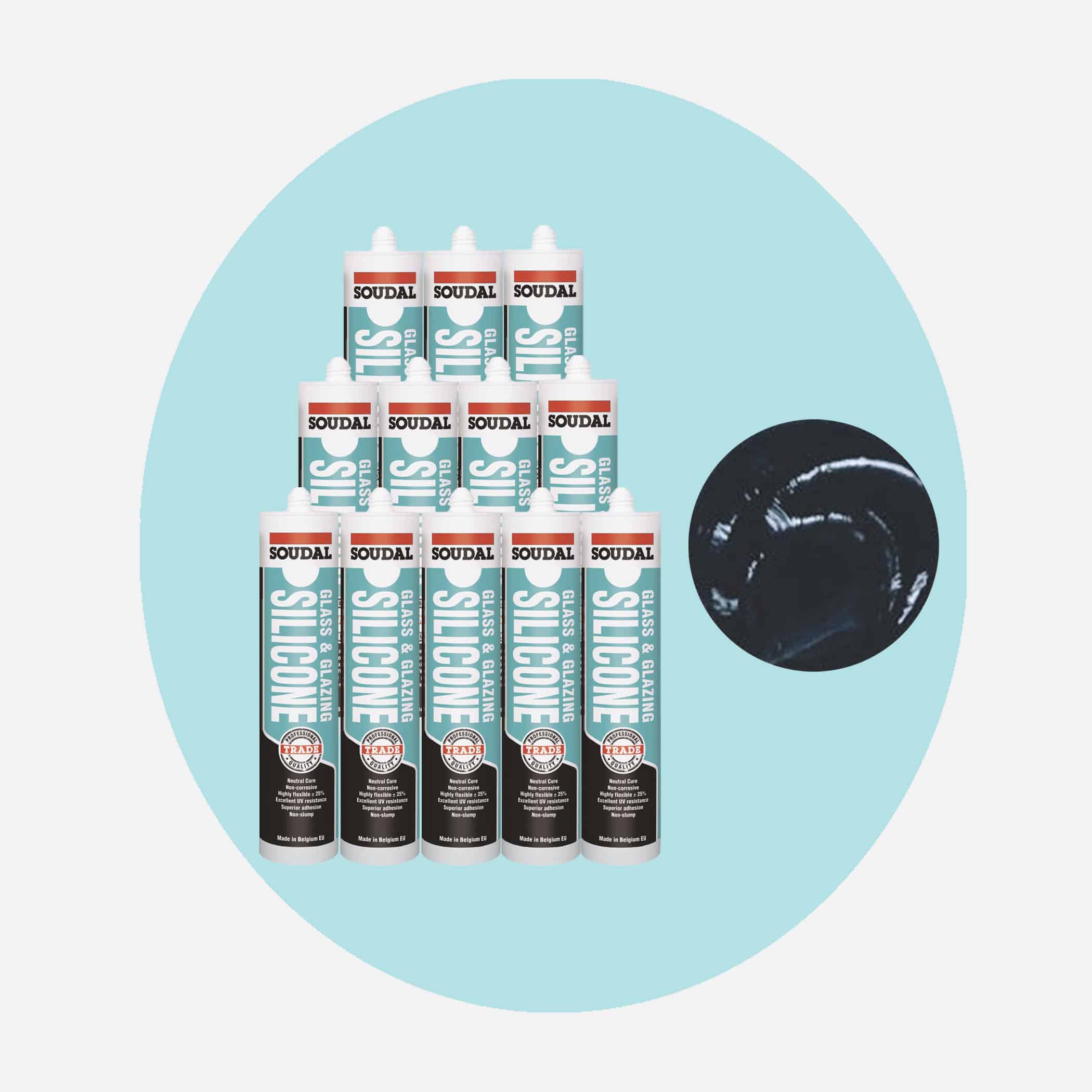 Soudal Glass and Glazing Silicone - 12 Pack Black Variation Image