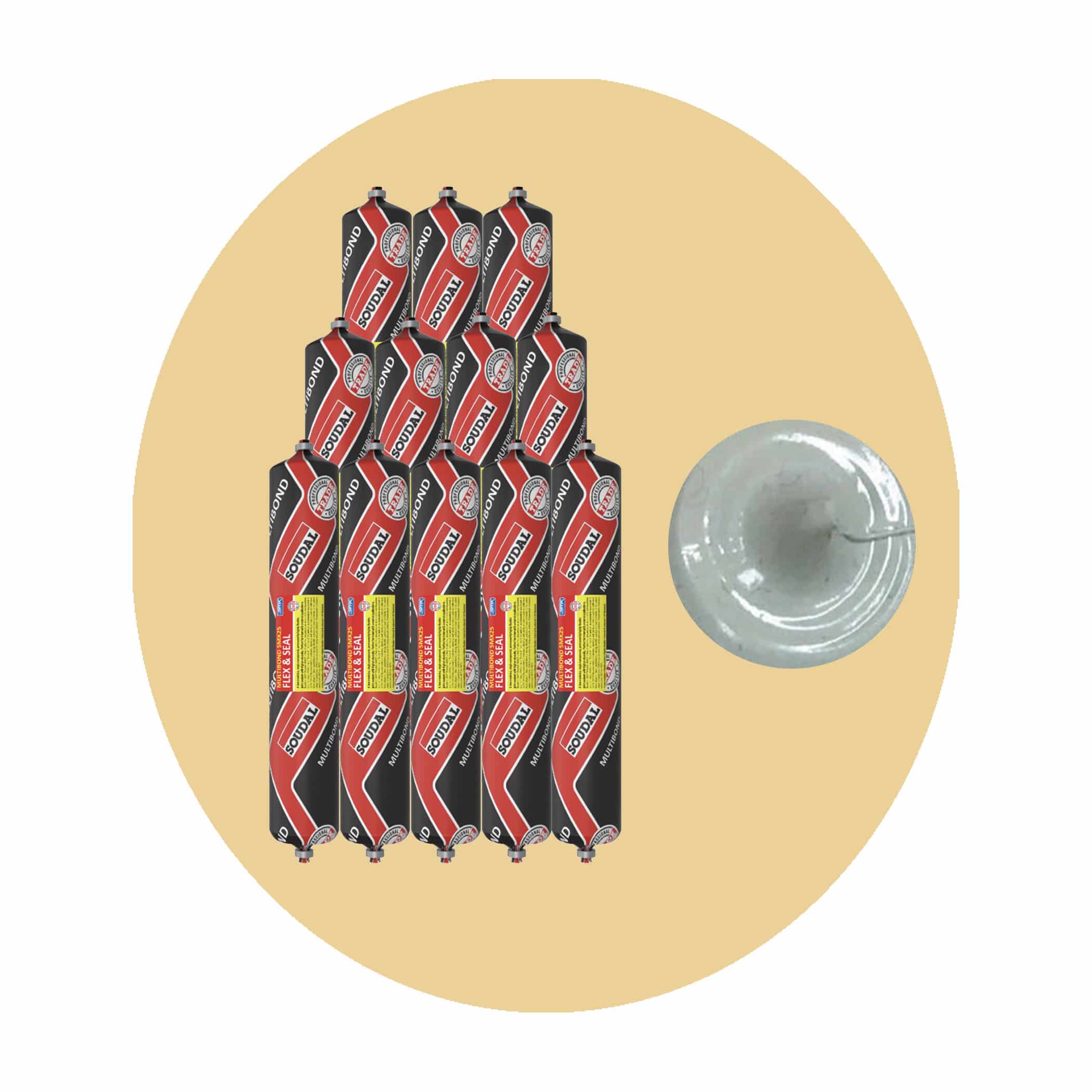 Soudal Multibond SMX25 Flex and Seal - Concrete Grey 600ml Sausage 12 Pack Variation Image