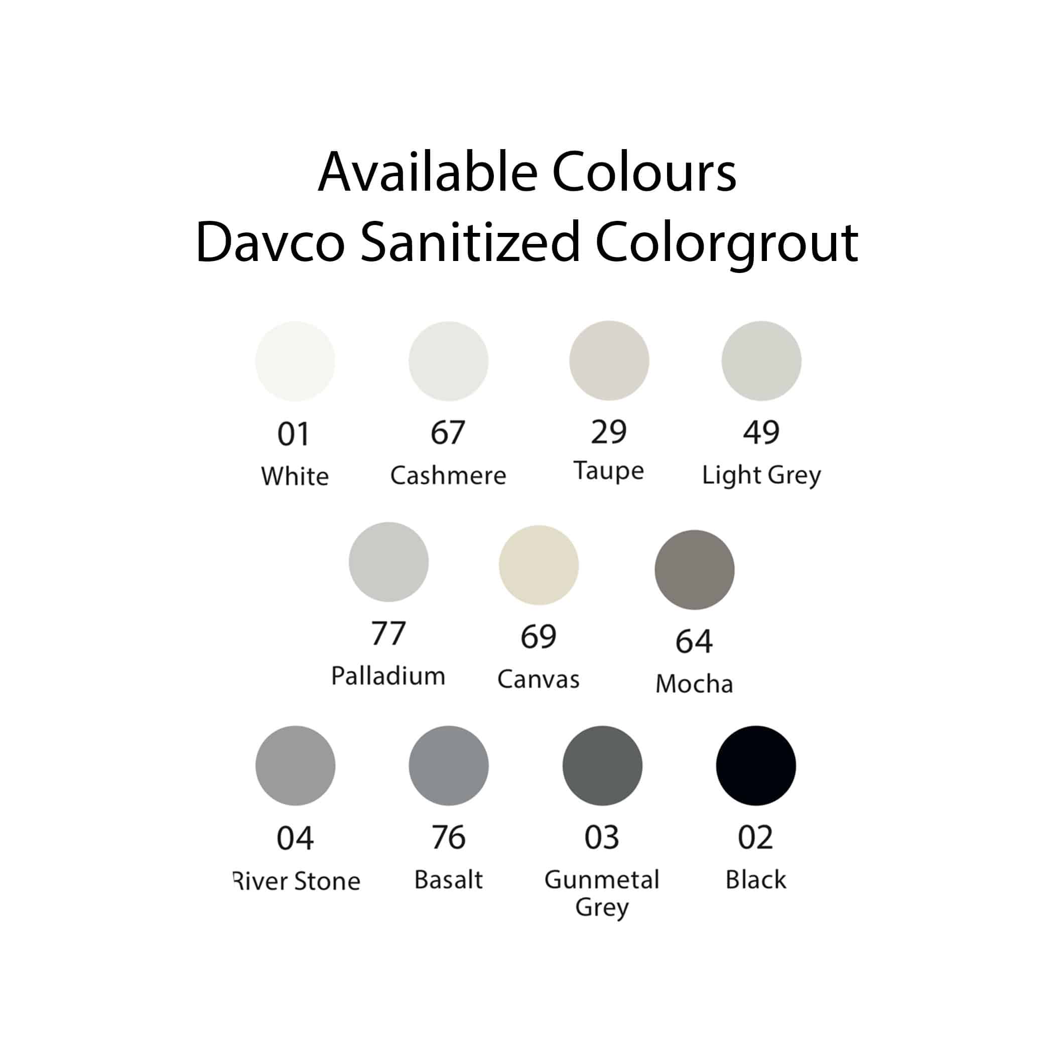 Davco Sanitized Colorgrout - Colour Range Gallery Image