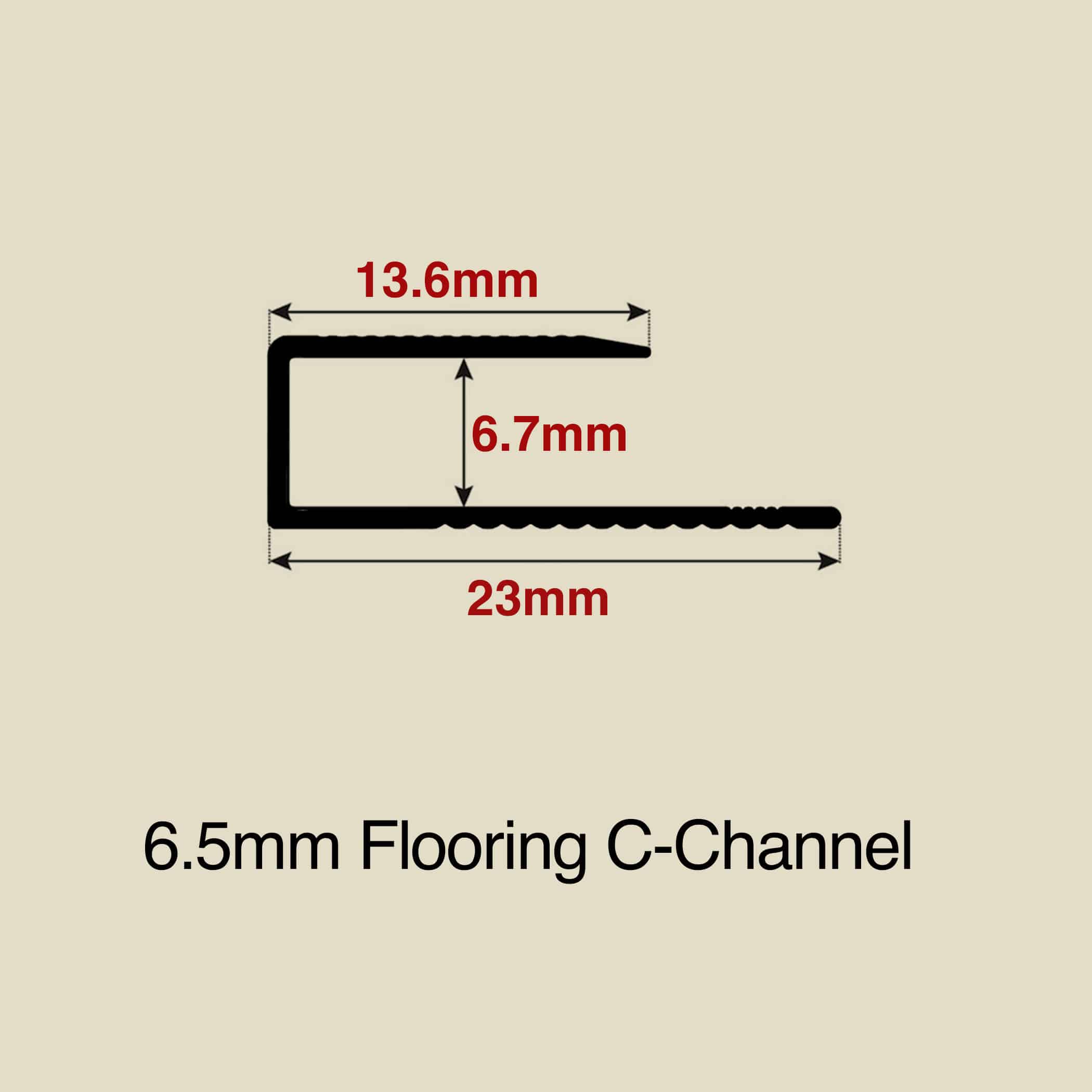 C Channel Edge Cover Flooring Trim - 6.5mm Variation Image