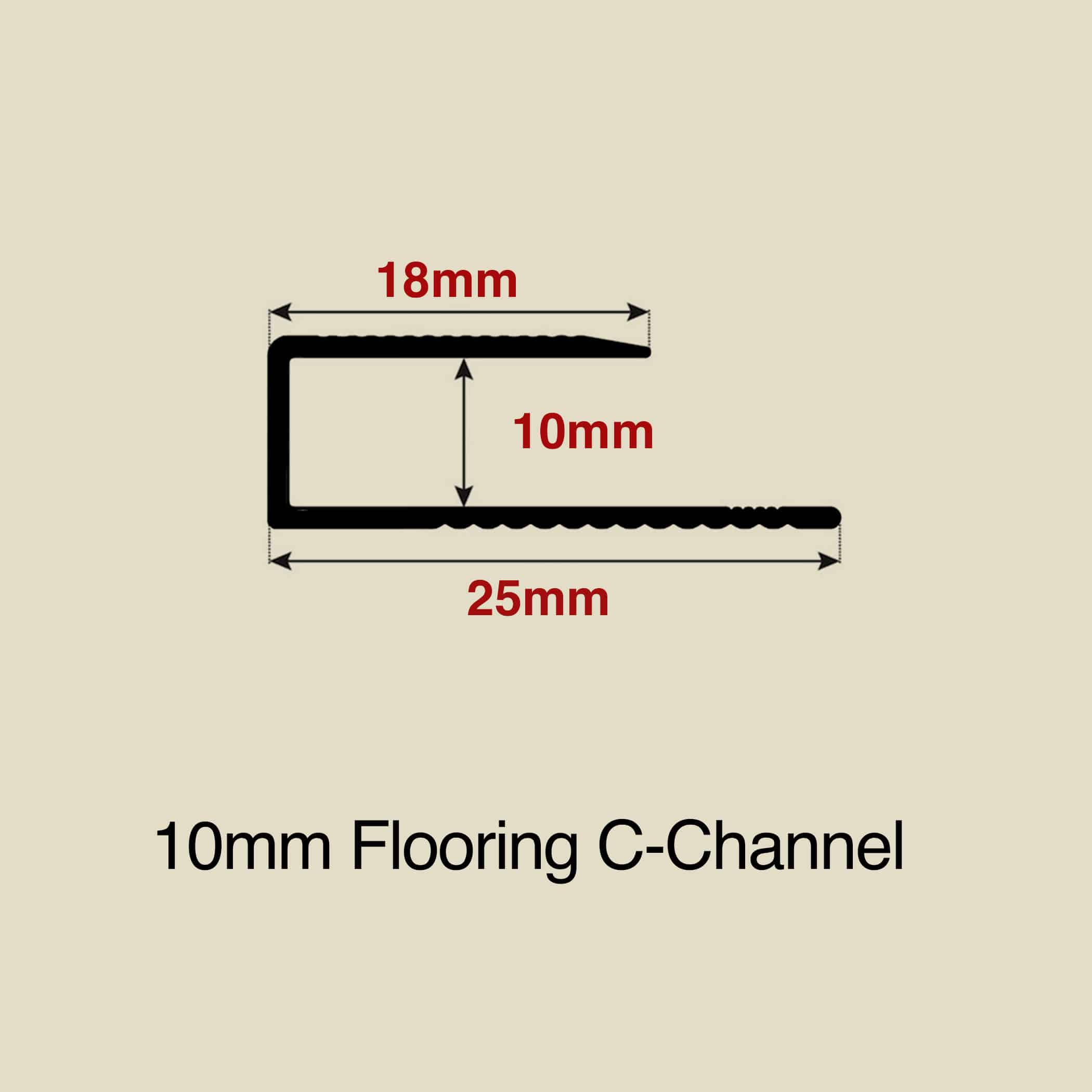 C Channel Edge Cover Flooring Trim - 10mm Variation Image