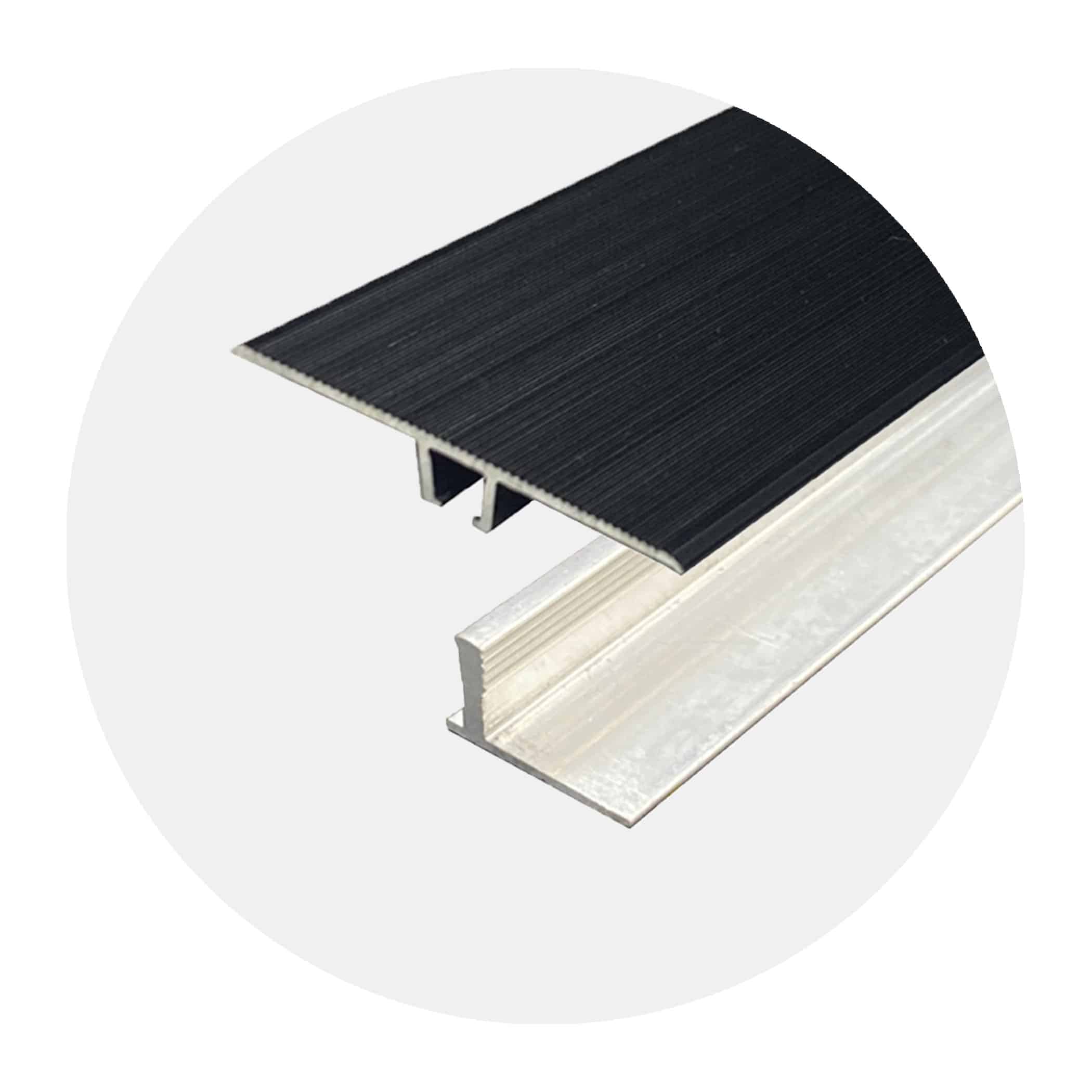 Seamless Transition Cover Trim-Flat - Black plus 9 - 12.7mm Multi Height Trim Base Variation Image