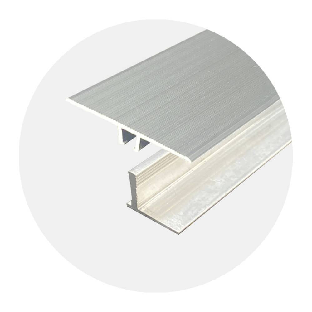 Seamless Transition Cover Trim-Flat - Silver plus 12 - 15.7mm Multi Height Trim Base Variation Image