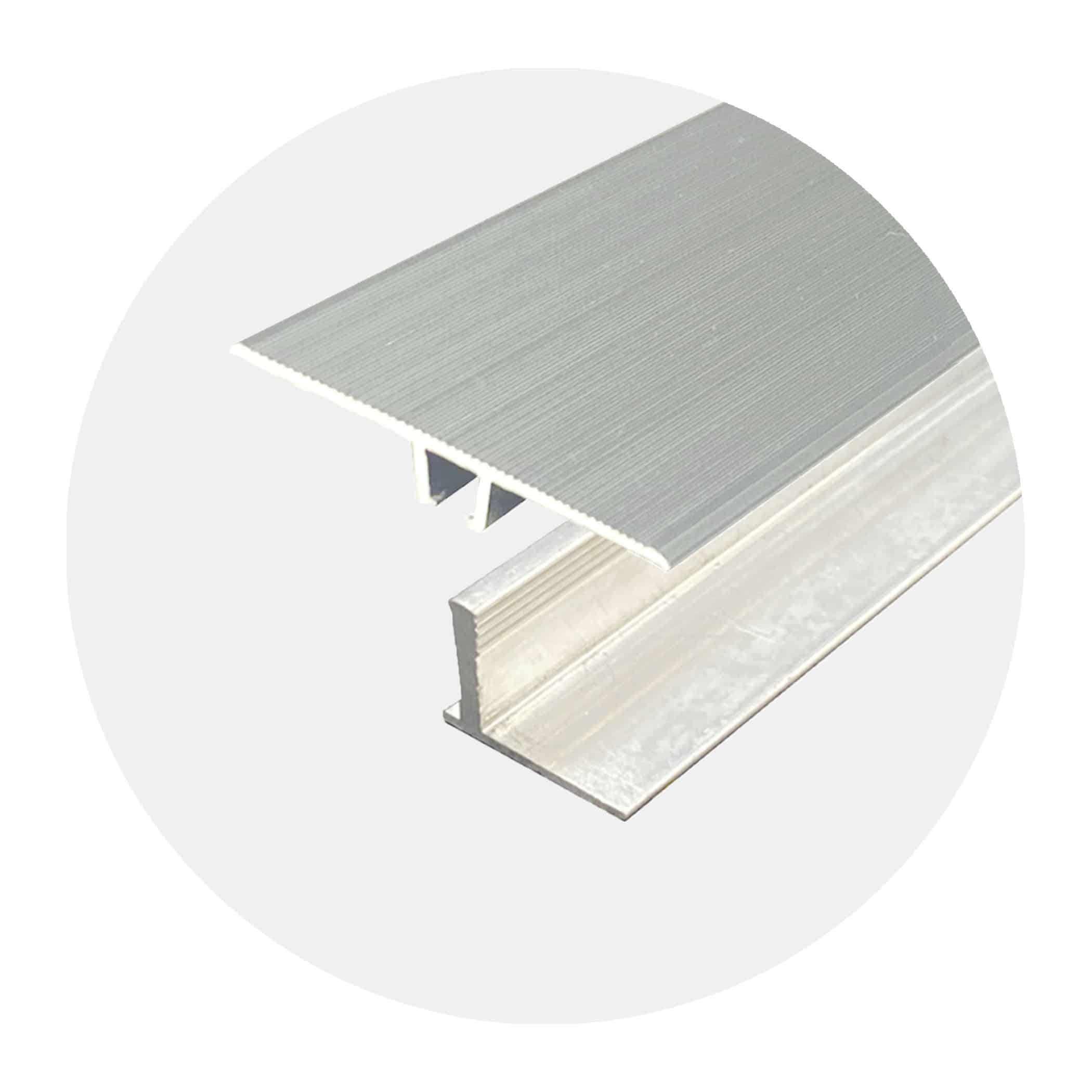 Seamless Transition Cover Trim-Flat - Silver plus 12 - 15.7mm Multi Height Trim Base Variation Image