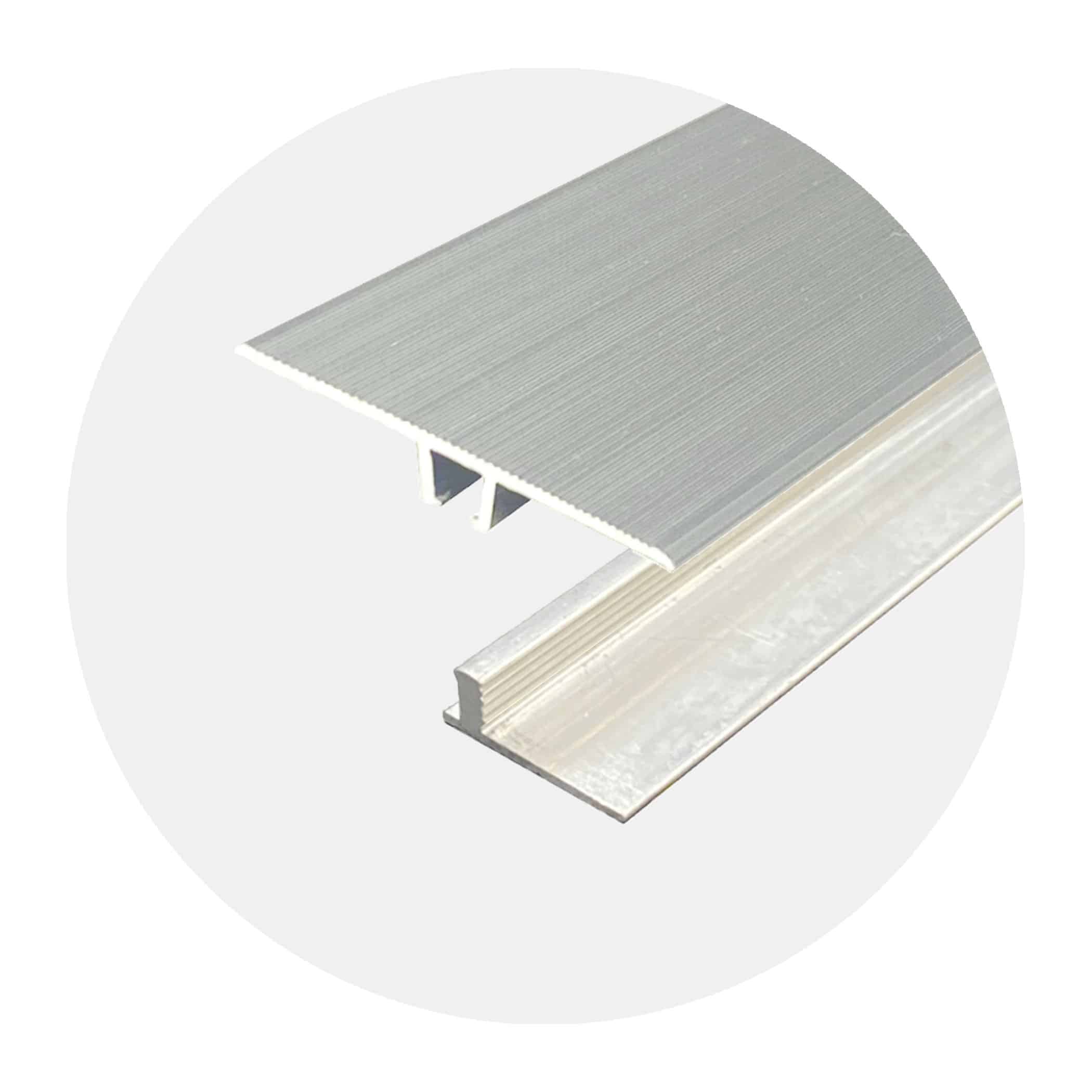 Seamless Transition Cover Trim-Flat - Silver plus 5.5 - 9.2mm Multi Height Trim Base Variation Image