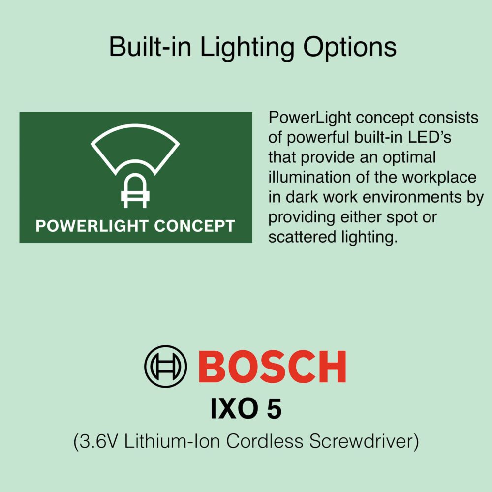 Bosch IXO 5 - Built-in Lighting Options