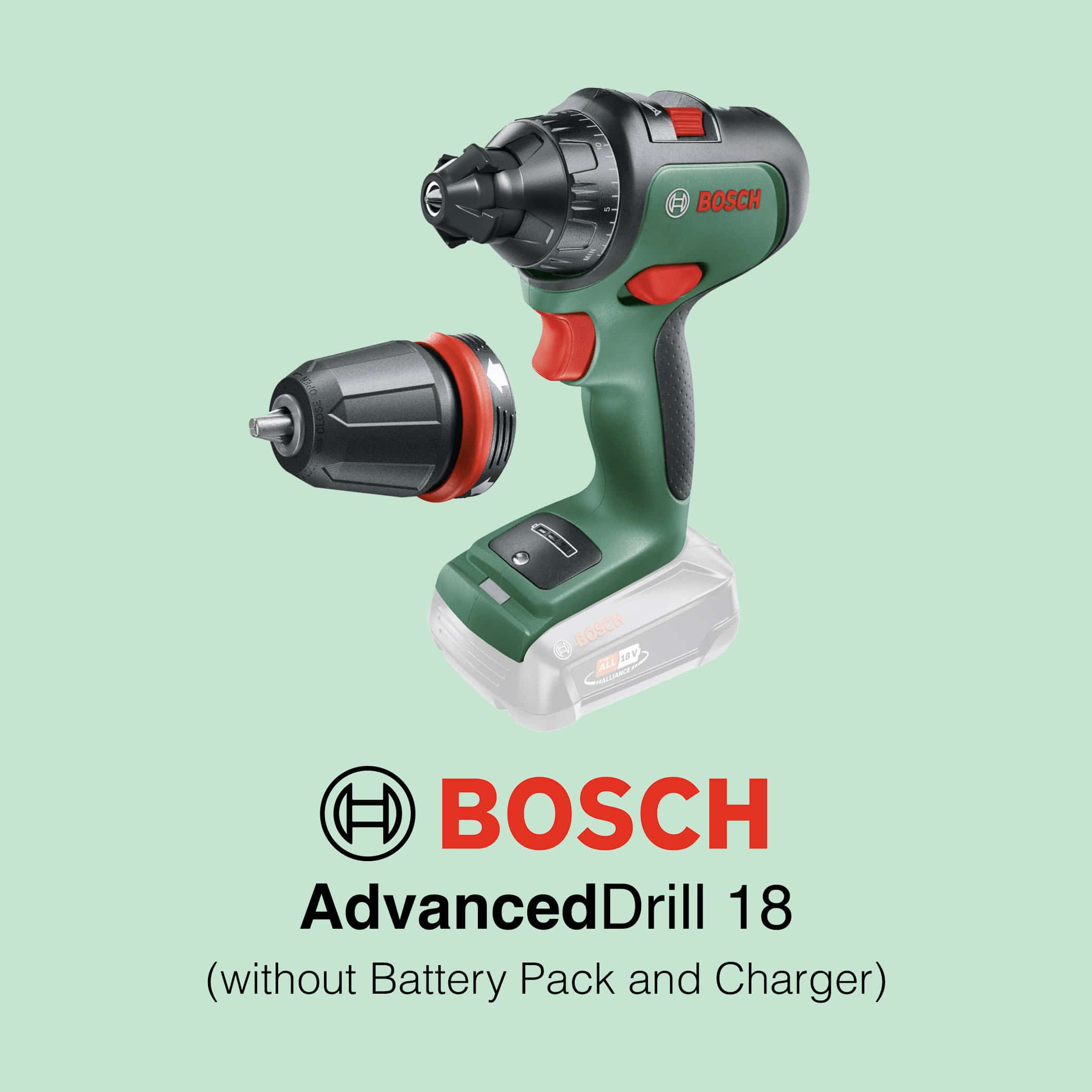 Bosch AdvancedDrill 18 - 18V Cordless Two-Speed Drill/Screwdriver - Without Battery Pack