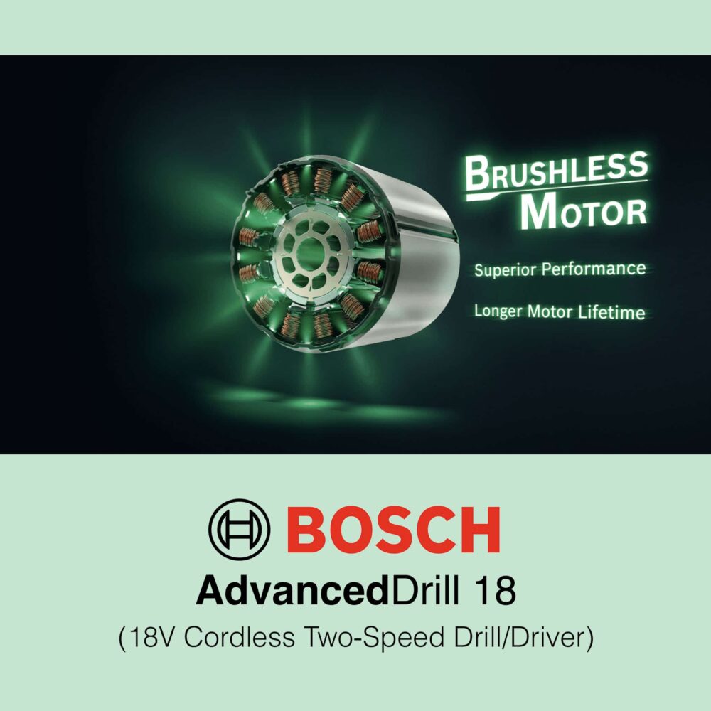 Bosch AdvancedDrill 18 - 18V Cordless Two-Speed Drill/Screwdriver - Brushless Motor