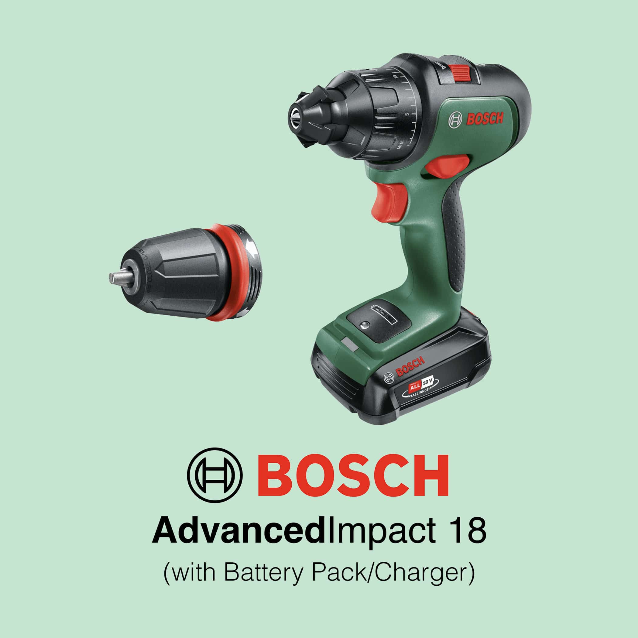 Bosch AdvancedImpact 18 - 18V Cordless Two-Speed Combi-Drill - with Battery Pack