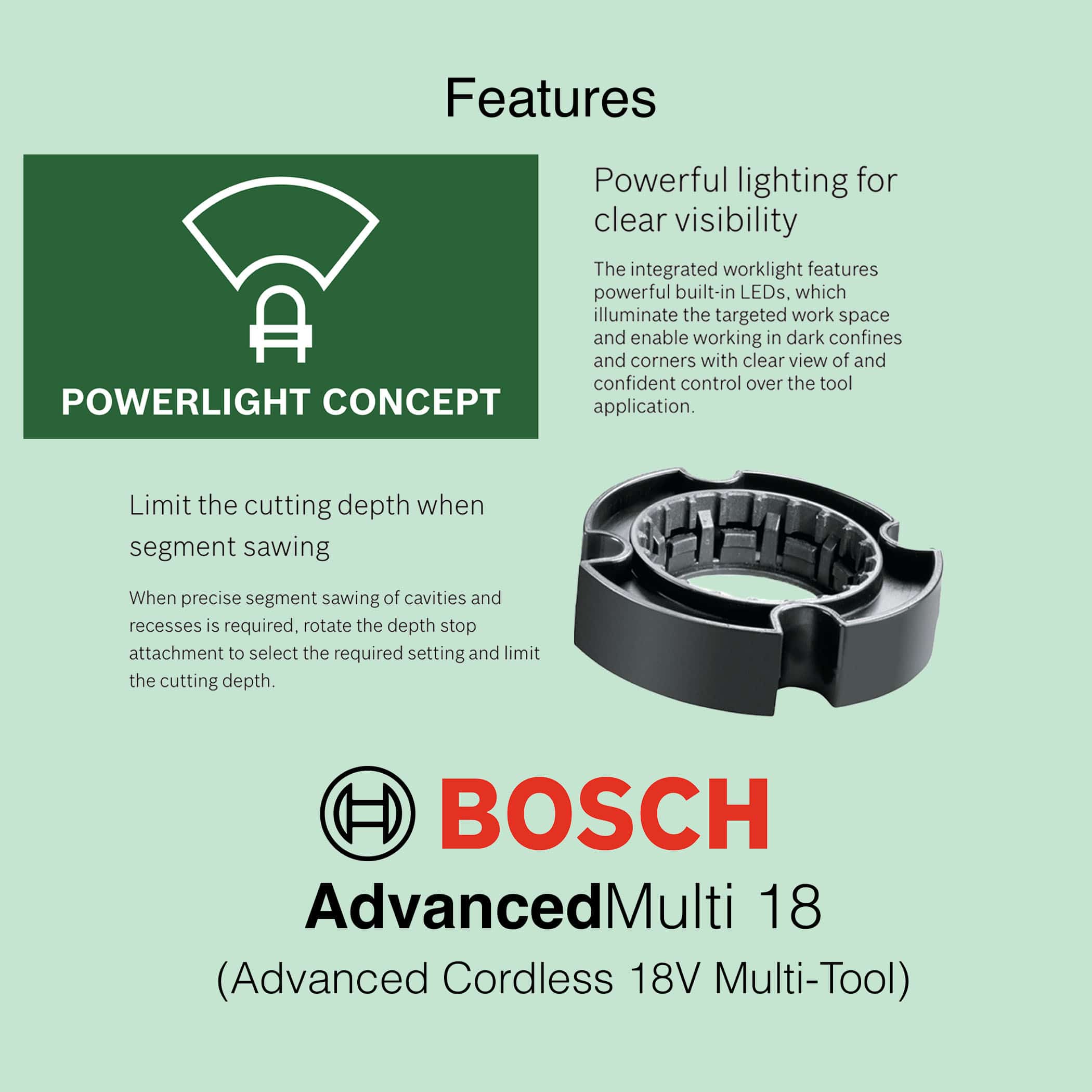 Bosch AdvancedMulti 18 Advanced Cordless 18V Multi-Tool - Features