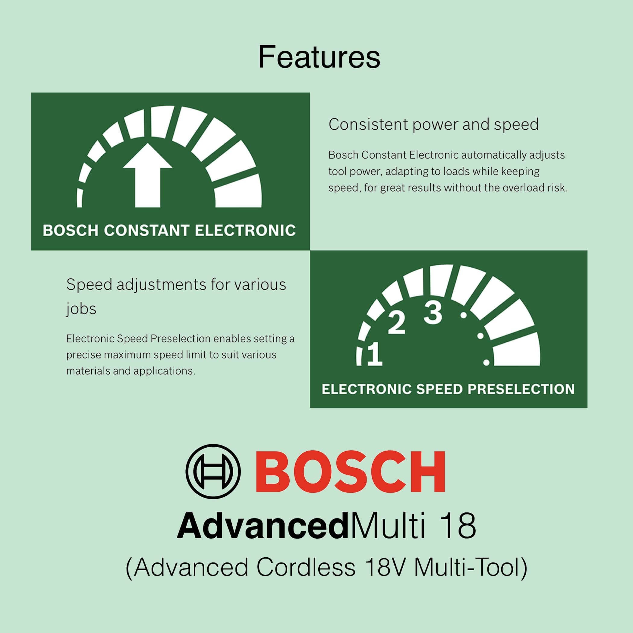 Bosch AdvancedMulti 18 Advanced Cordless 18V Multi-Tool - Features