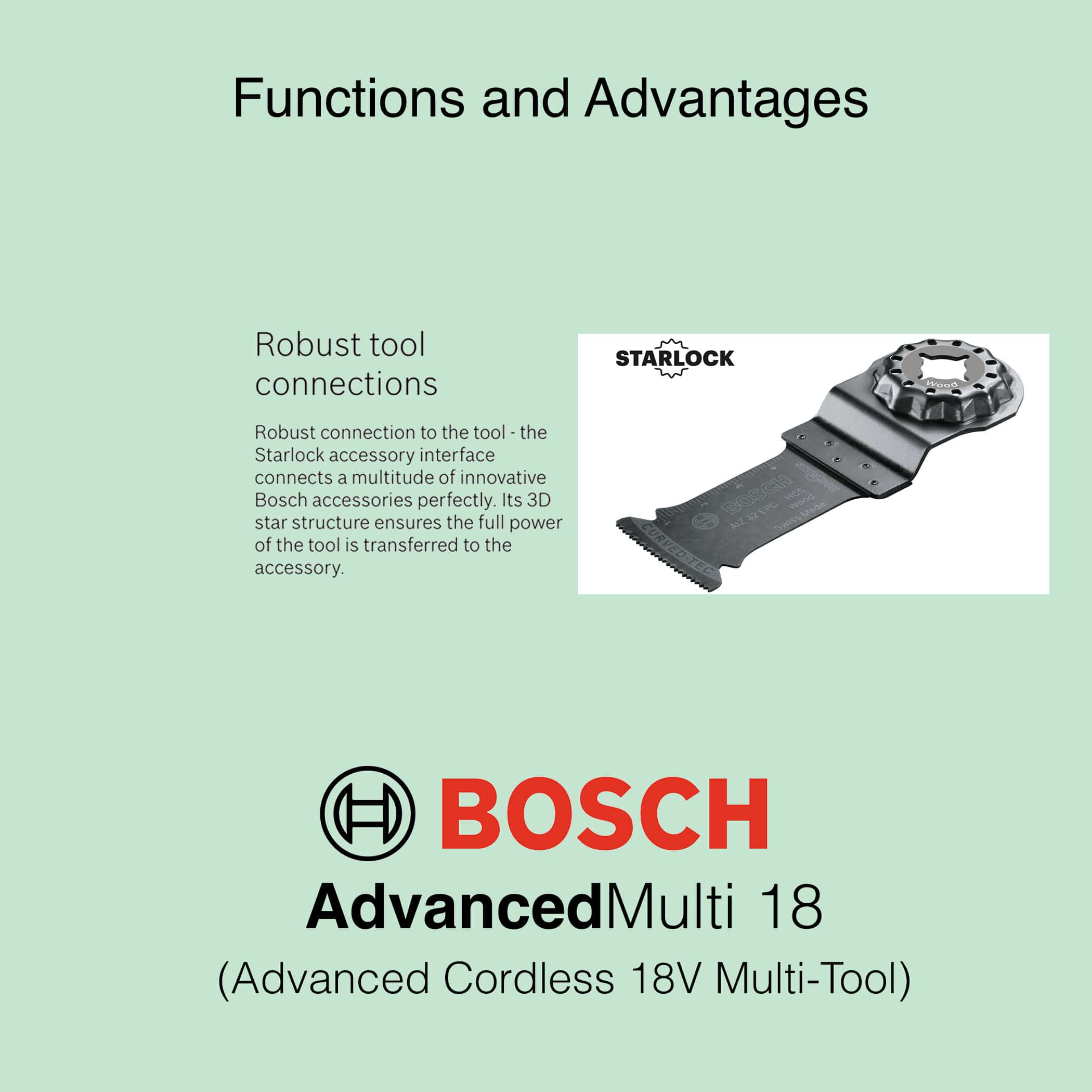 Bosch AdvancedMulti 18 Advanced Cordless 18V Multi-Tool - Functions and Advantages