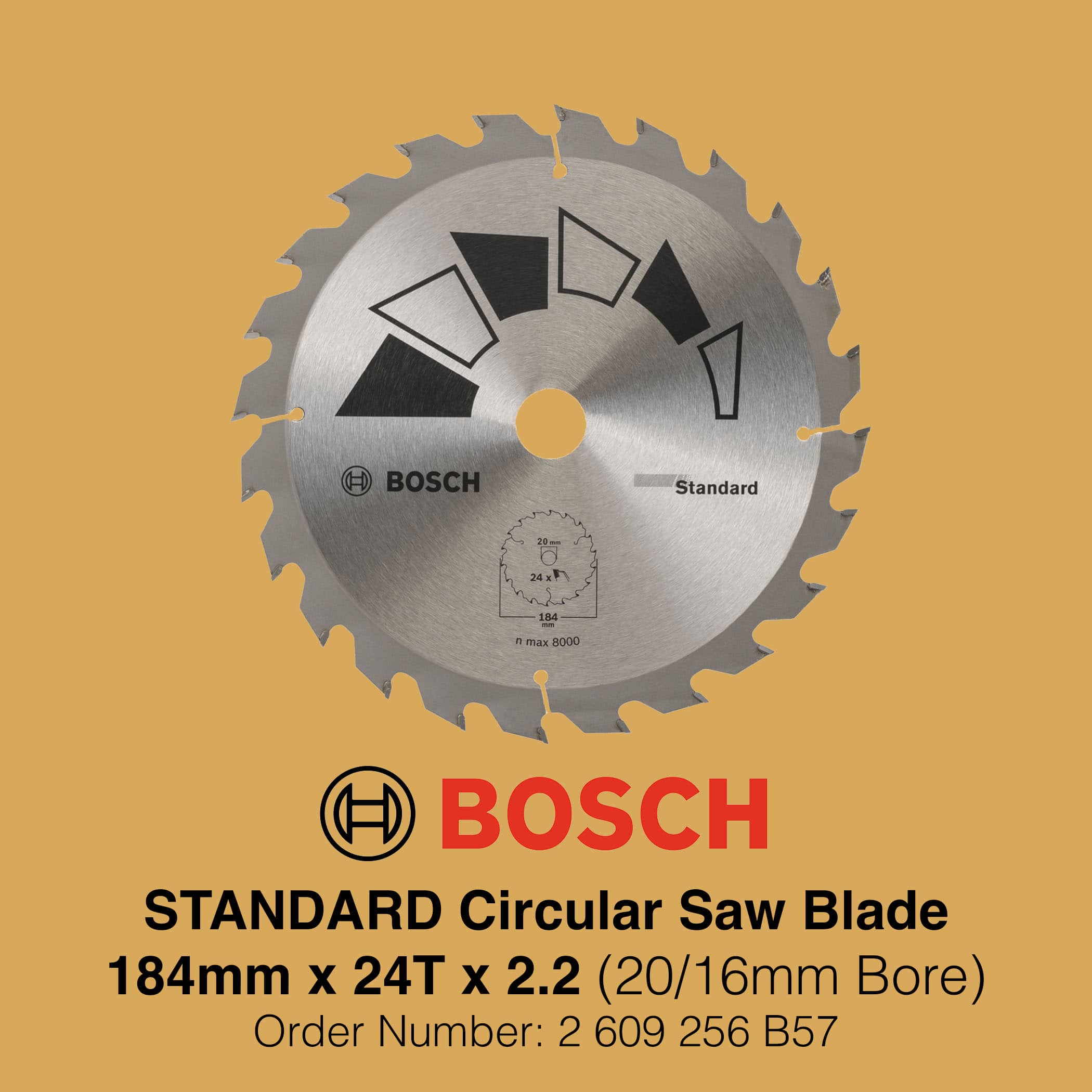Bosch Standard Saw Blade 184mm 24T - Gallery Image 1