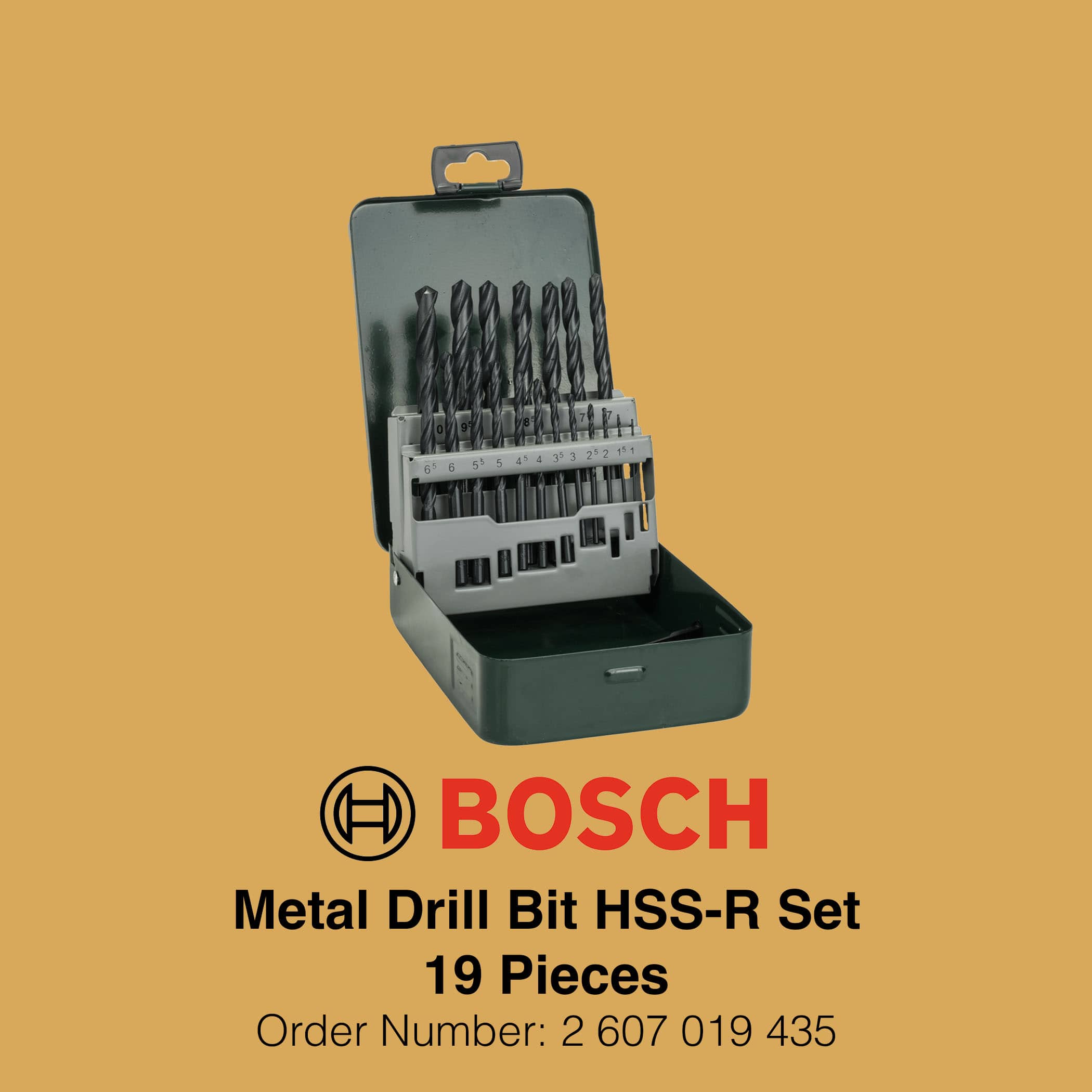 Bosch HSS-R Metal Drill Bit Set 19 Pieces - Metal Case - Gallery Image 2