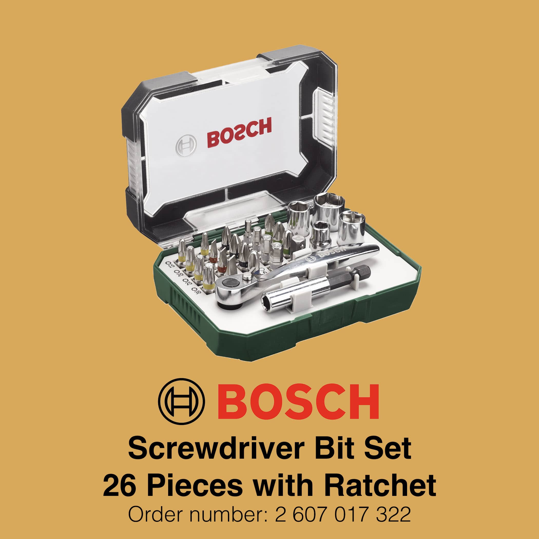 Bosch Screwdriver Bit Set 26 Pieces  - With Ratchet - Gallery Image