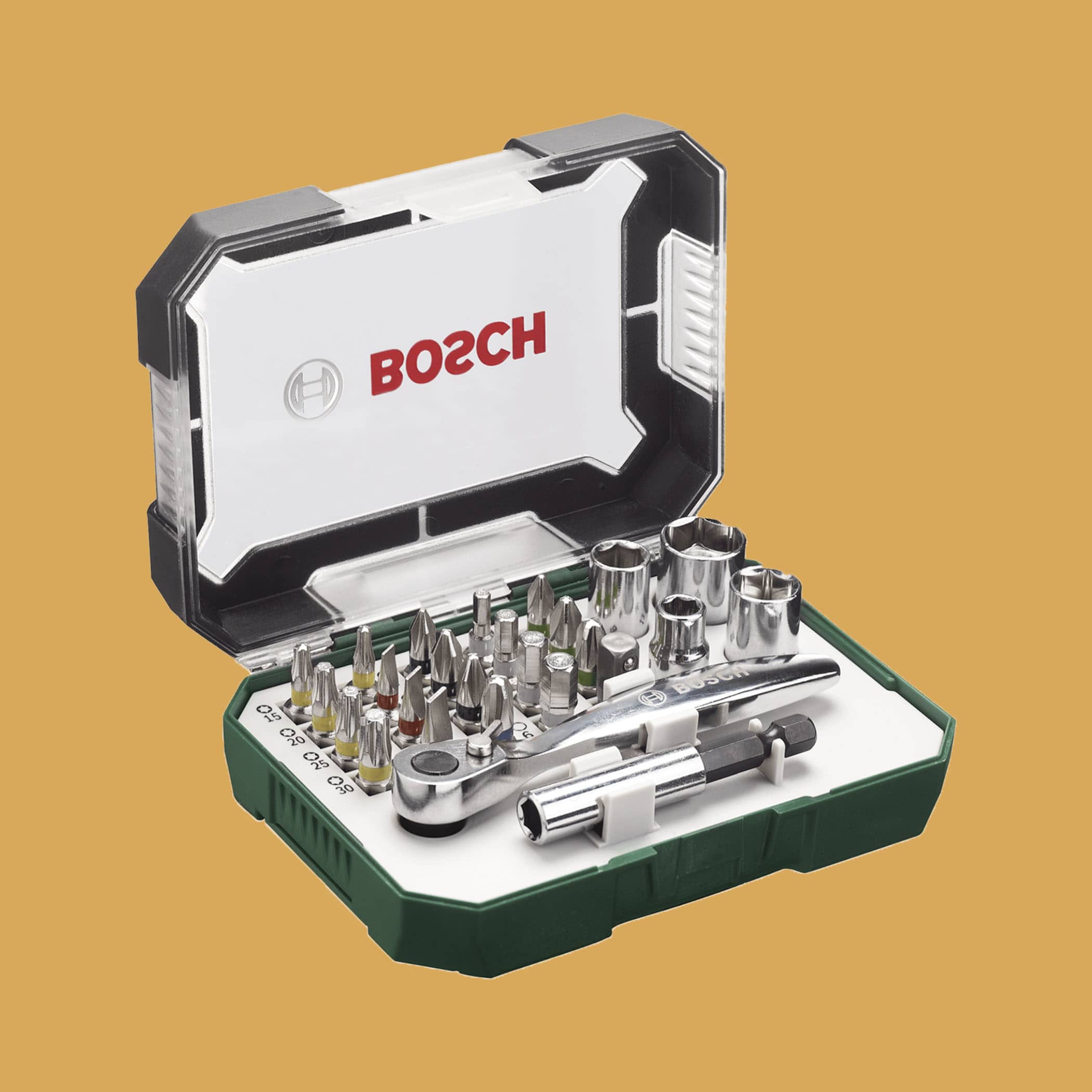 Bosch Screwdriver Bit Set 26 Pieces  - With Ratchet - Product Image