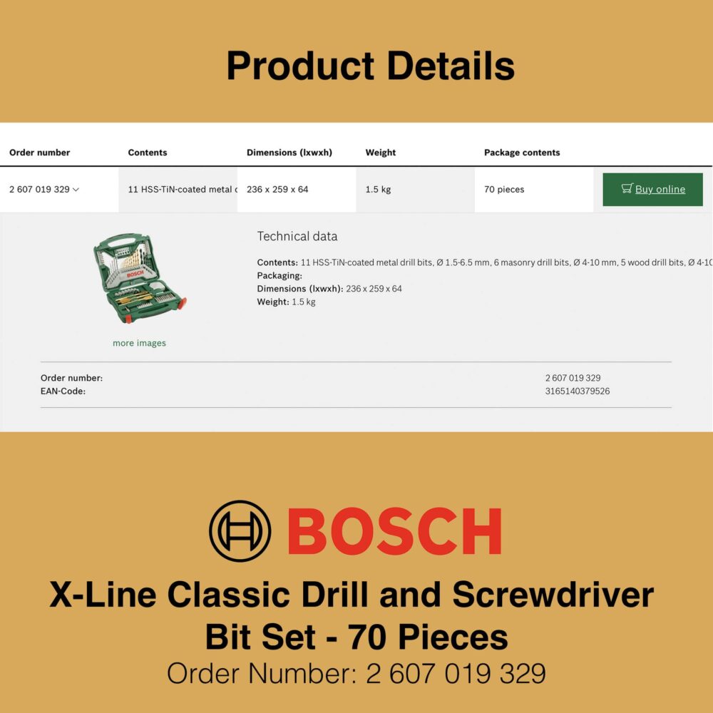 Bosch X Line Classic Drill and Screwdriver Bit Set 70 Pieces - Product Image