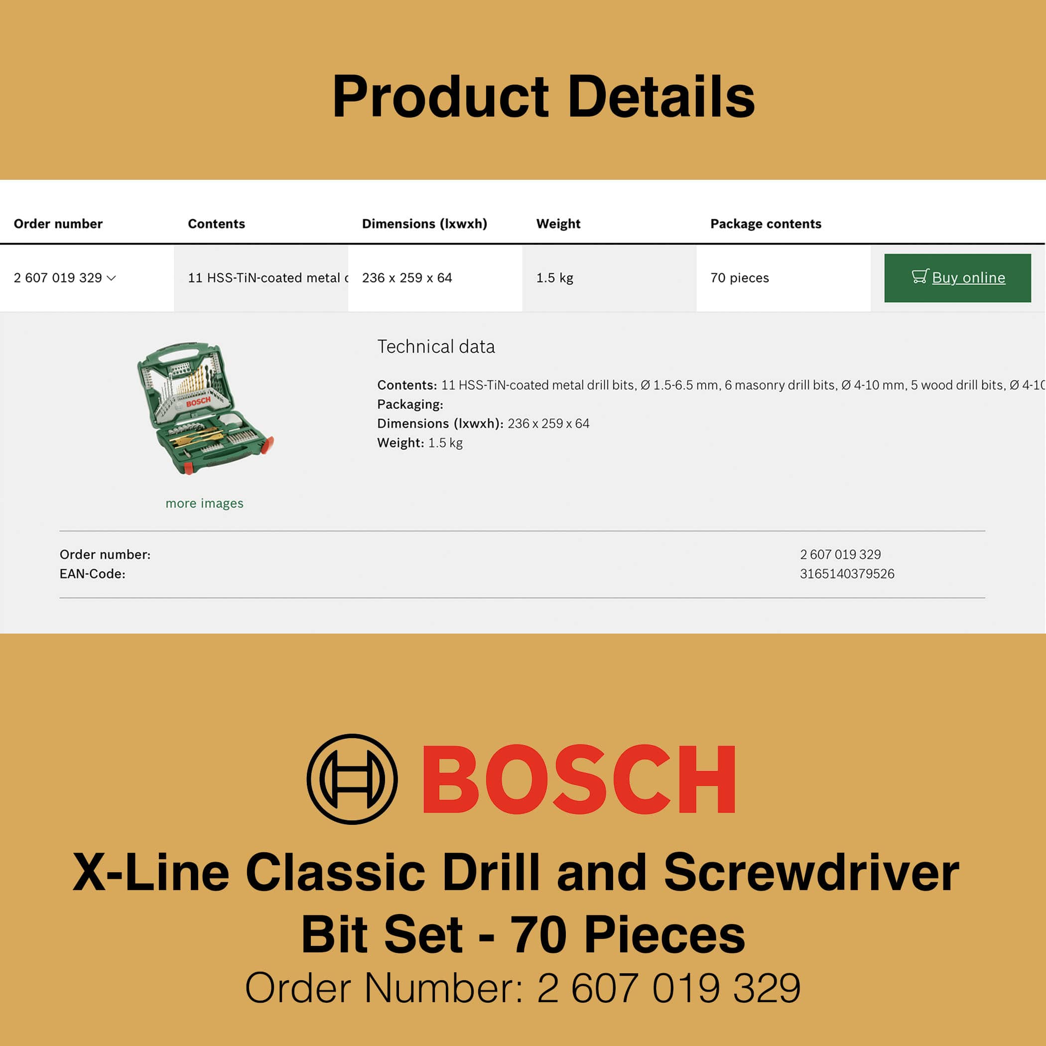 Bosch X Line Classic Drill and Screwdriver Bit Set 70 Pieces - Product Image