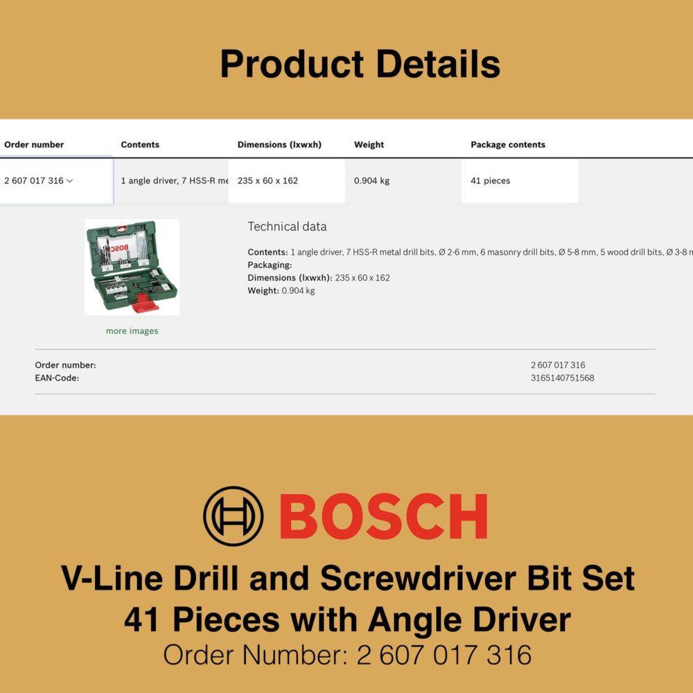 Bosch V Line Drill and Screwdriver Bit Set 41 Pieces - Product Details