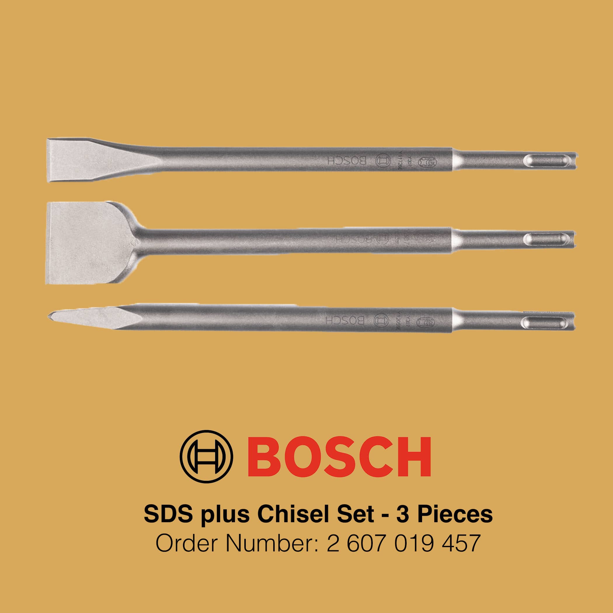 Bosch SDS Plus Chisel Set 3 Pieces - Gallery Image 2