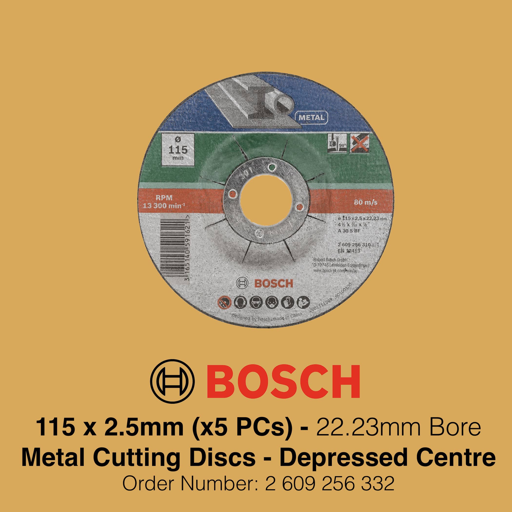 Bosch Bonded Cutting Discs Depressed Centre - 115mm Gallery Image