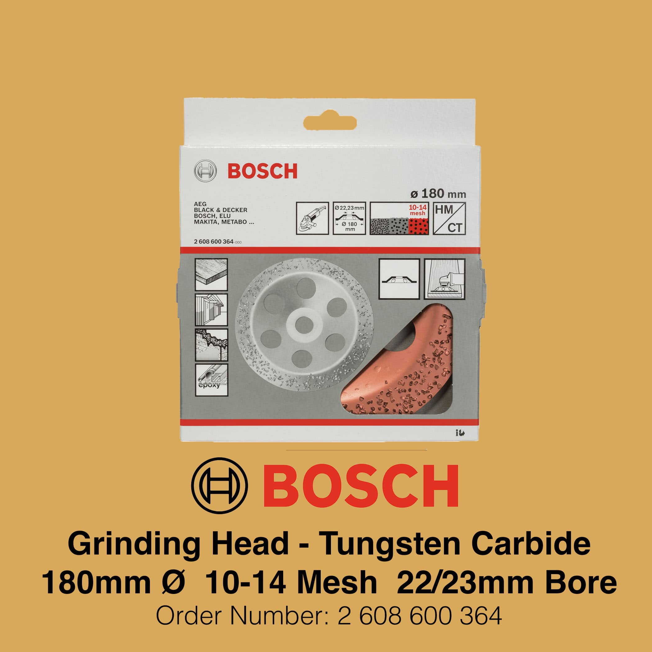 Bosch Grinding Heads Tungsten Carbide - 10-14 Mesh Packaging